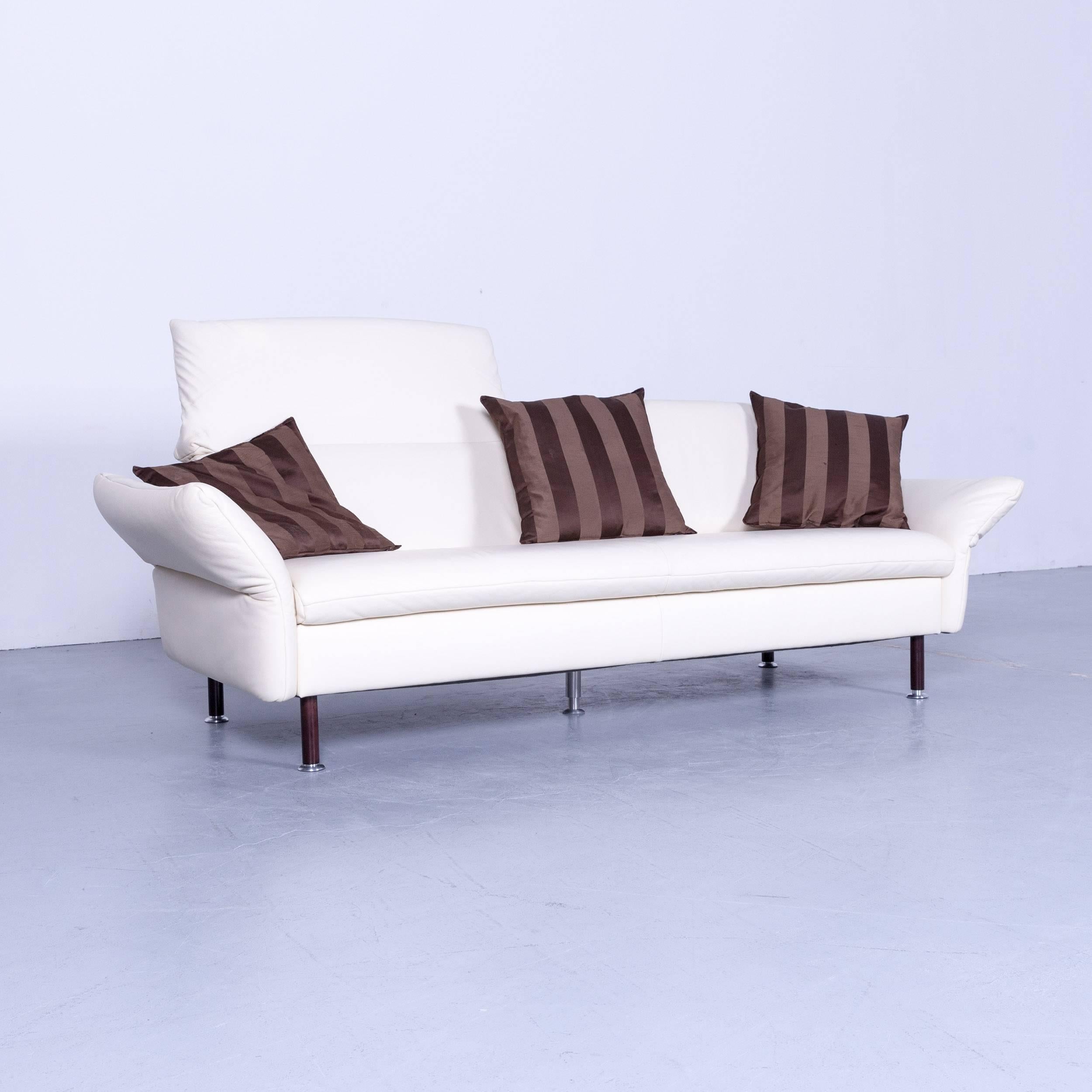 Koinor Vittoria designer leather sofa in crème white three-seater couch, made for pure comfort and flexibility.