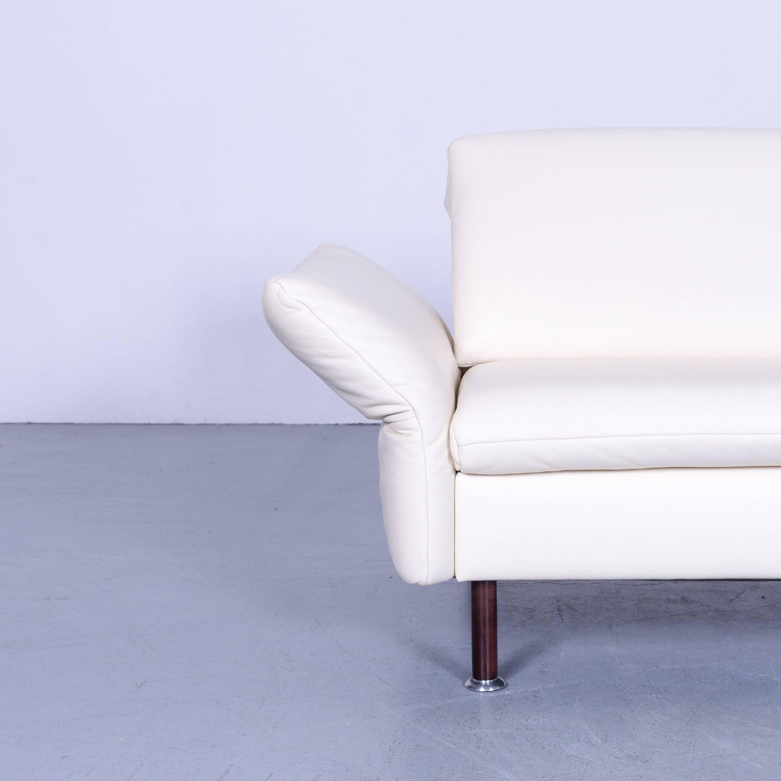 Contemporary Koinor Vittoria Designer Leather Sofa in Crème White Three-Seat Couch