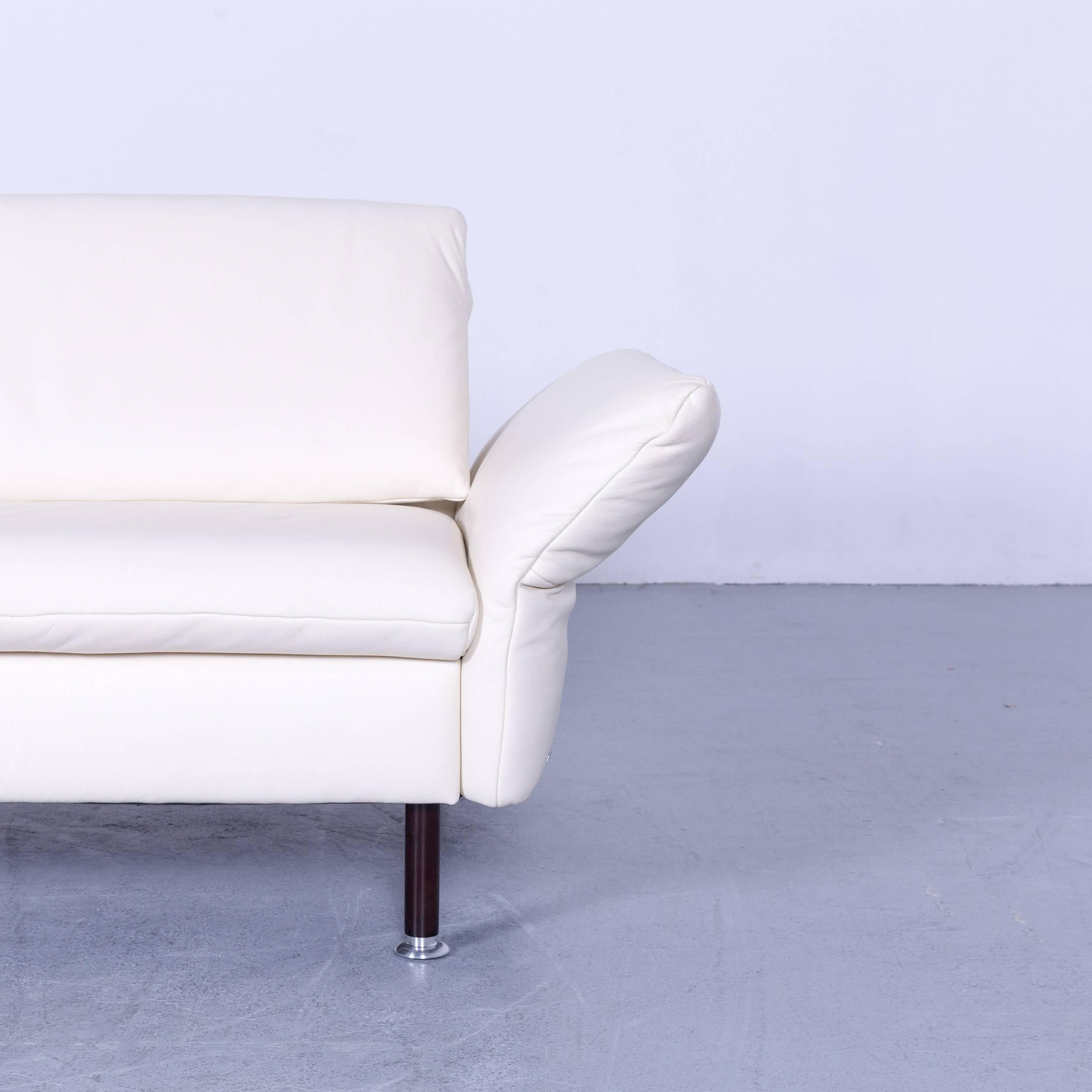 Koinor Vittoria Designer Leather Sofa in Crème White Three-Seat Couch 1