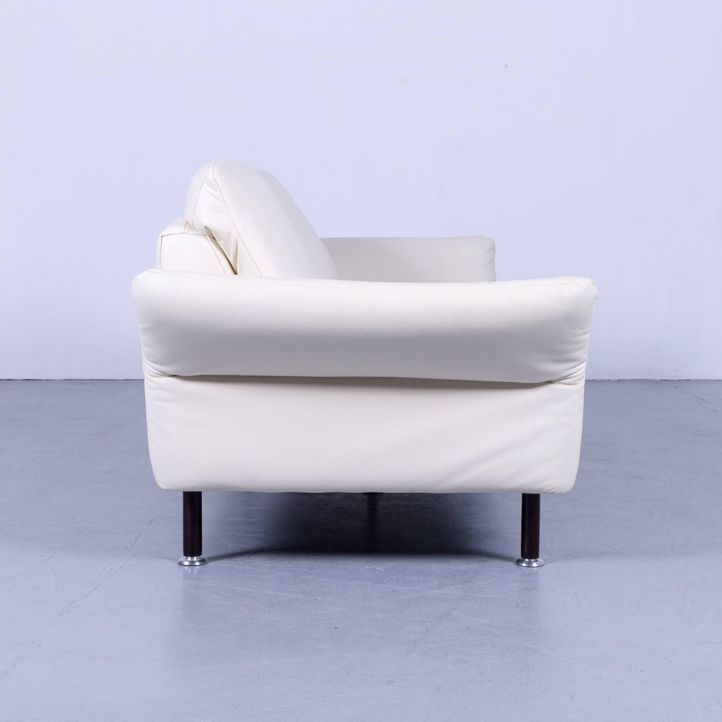 Koinor Vittoria Designer Leather Sofa in Crème White Three-Seat Couch 4