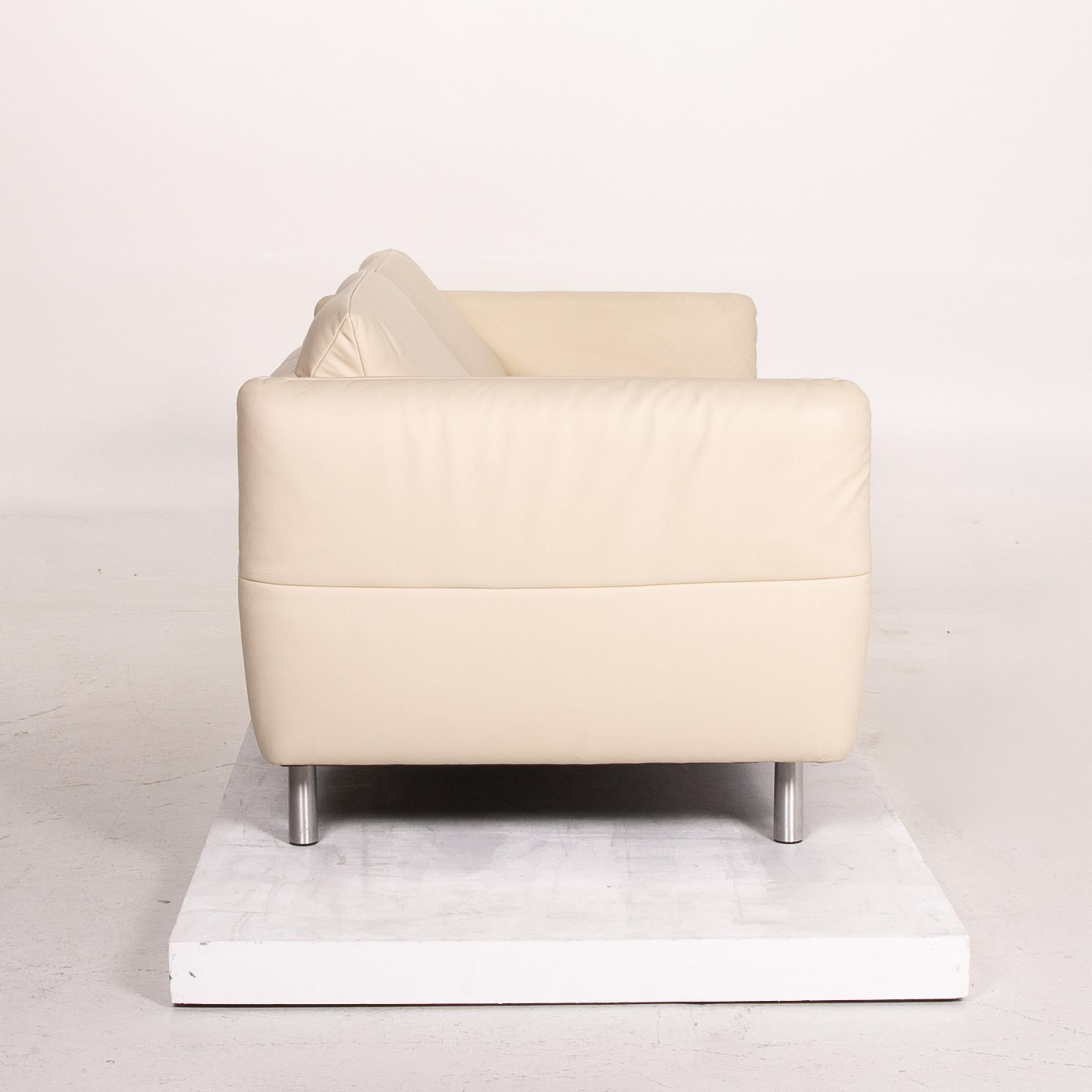 Koinor Vittoria Leather Sofa Cream Two-Seat Couch For Sale 4