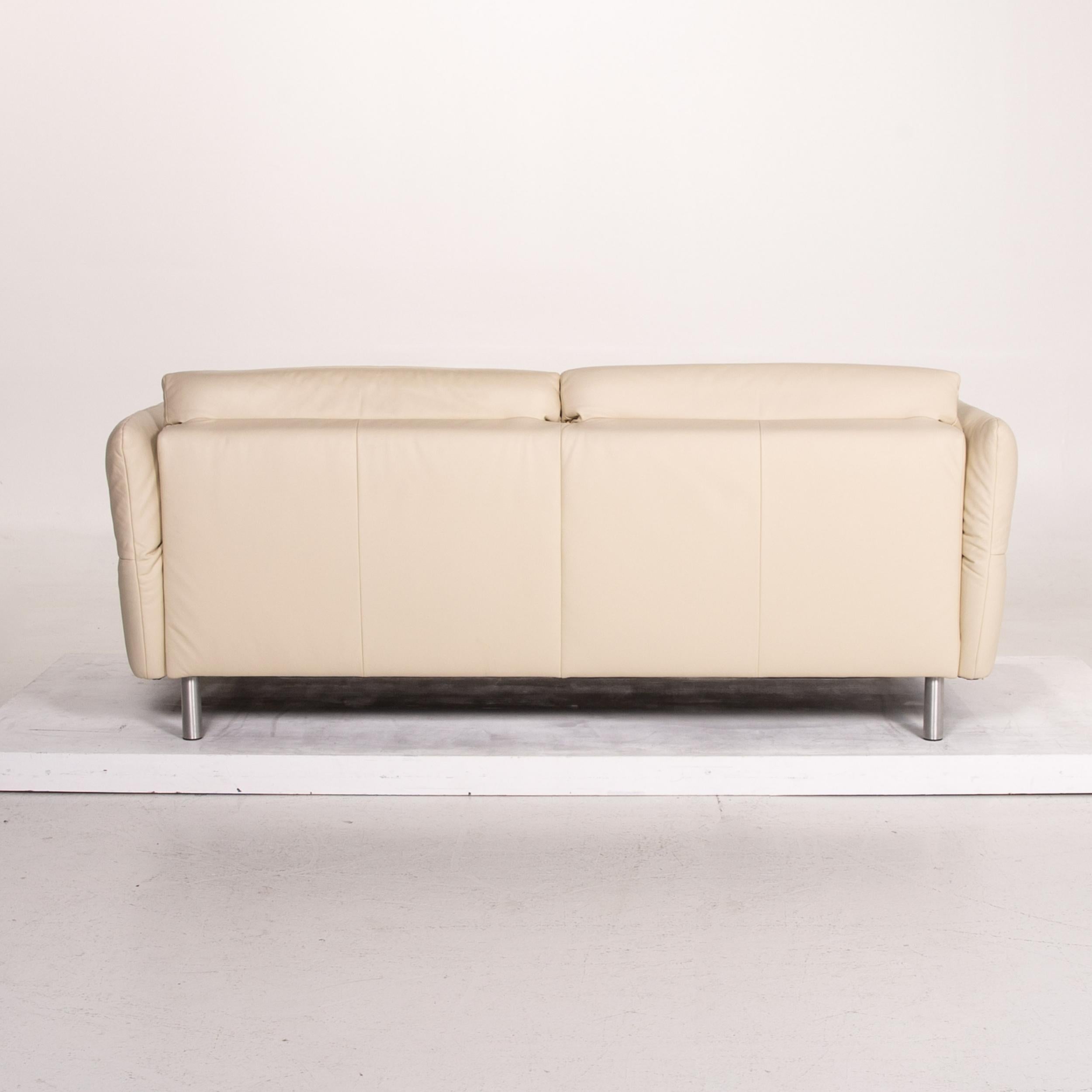 Koinor Vittoria Leather Sofa Cream Two-Seat Couch For Sale 5