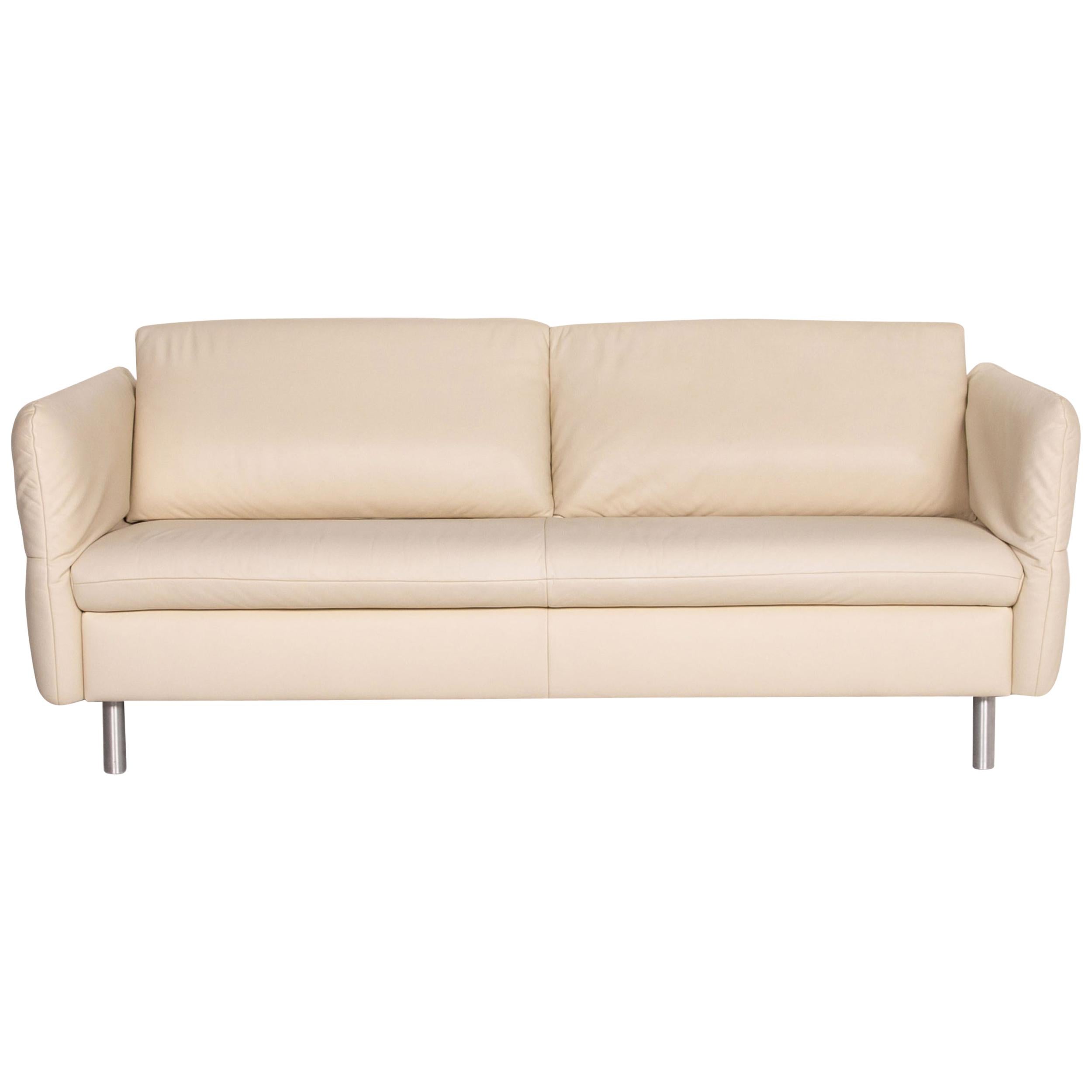 Koinor Vittoria Leather Sofa Cream Two-Seat Couch For Sale