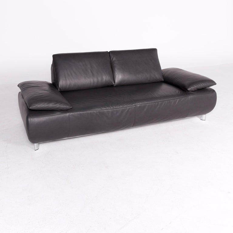 Koinor Volare Designer Leather Sofa Gray Anthracite Genuine