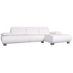 Koinor Volare Designer Leather Sofa White Corner Couch with Function