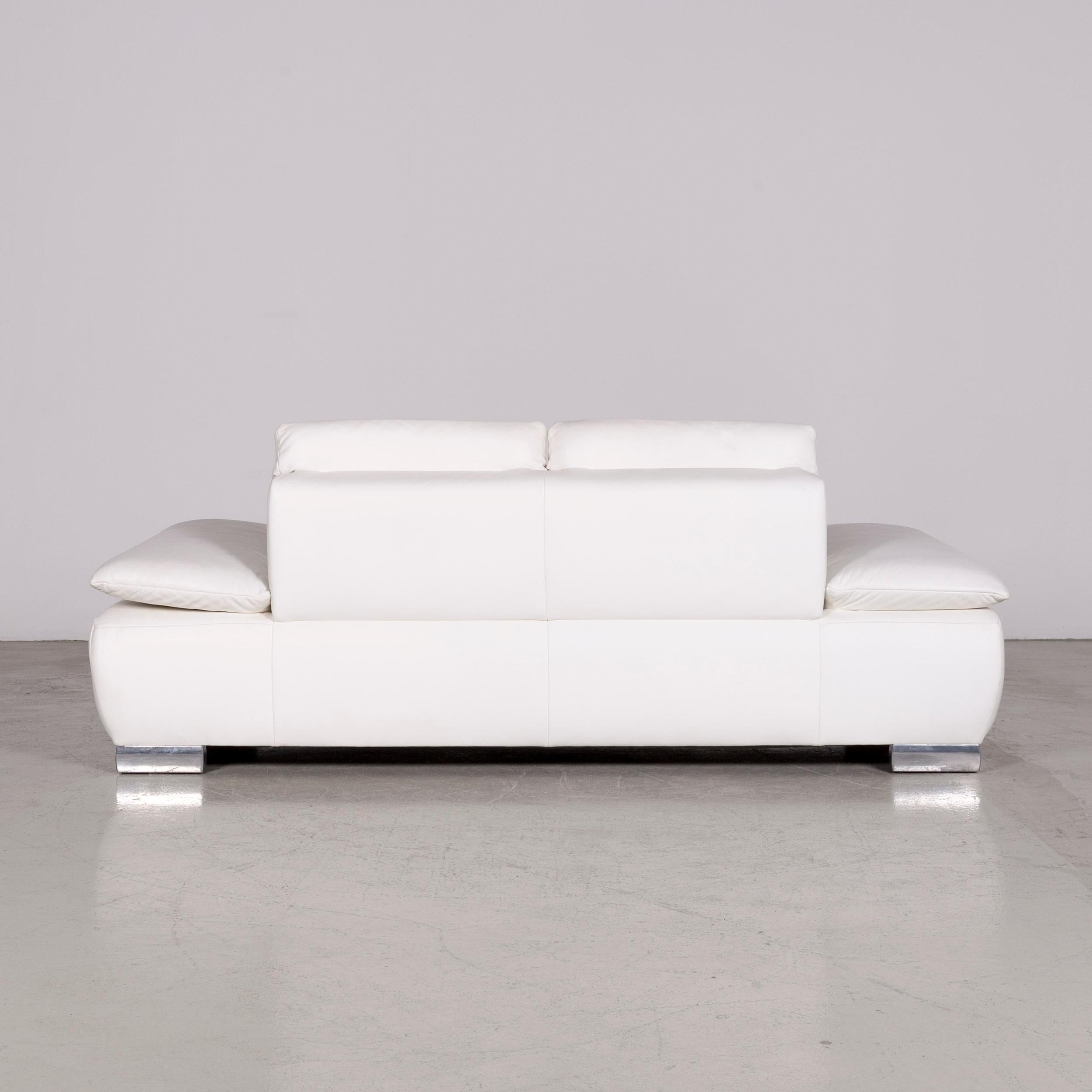 Koinor Volare Designer Leather Sofa White Two-Seat Couch For Sale 5