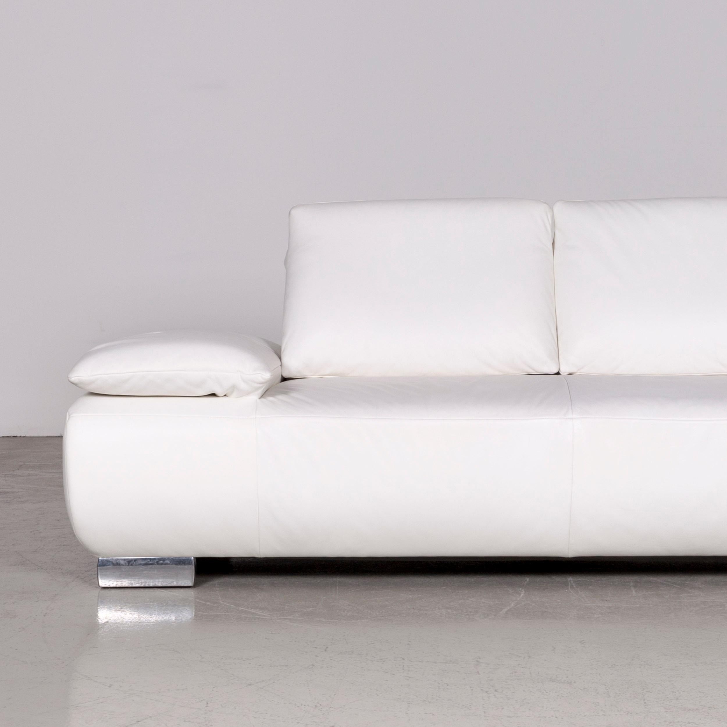 Contemporary Koinor Volare Designer Leather Sofa White Two-Seat Couch For Sale
