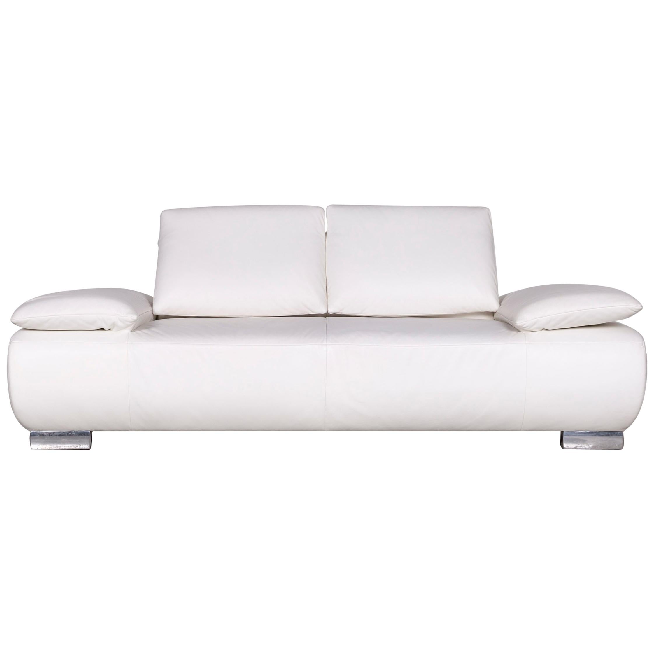 Koinor Volare Designer Leather Sofa White Two-Seat Couch For Sale
