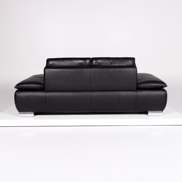 Koinor Volare Designer Leder Sofa Garnitur Schwarz Zweisitzer Hocker For  Sale at 1stDibs