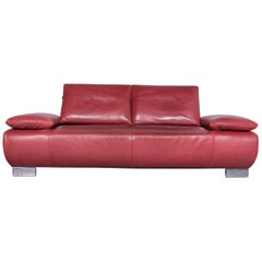 Koinor Volare Designer Sofa Red Leather Couch with Function