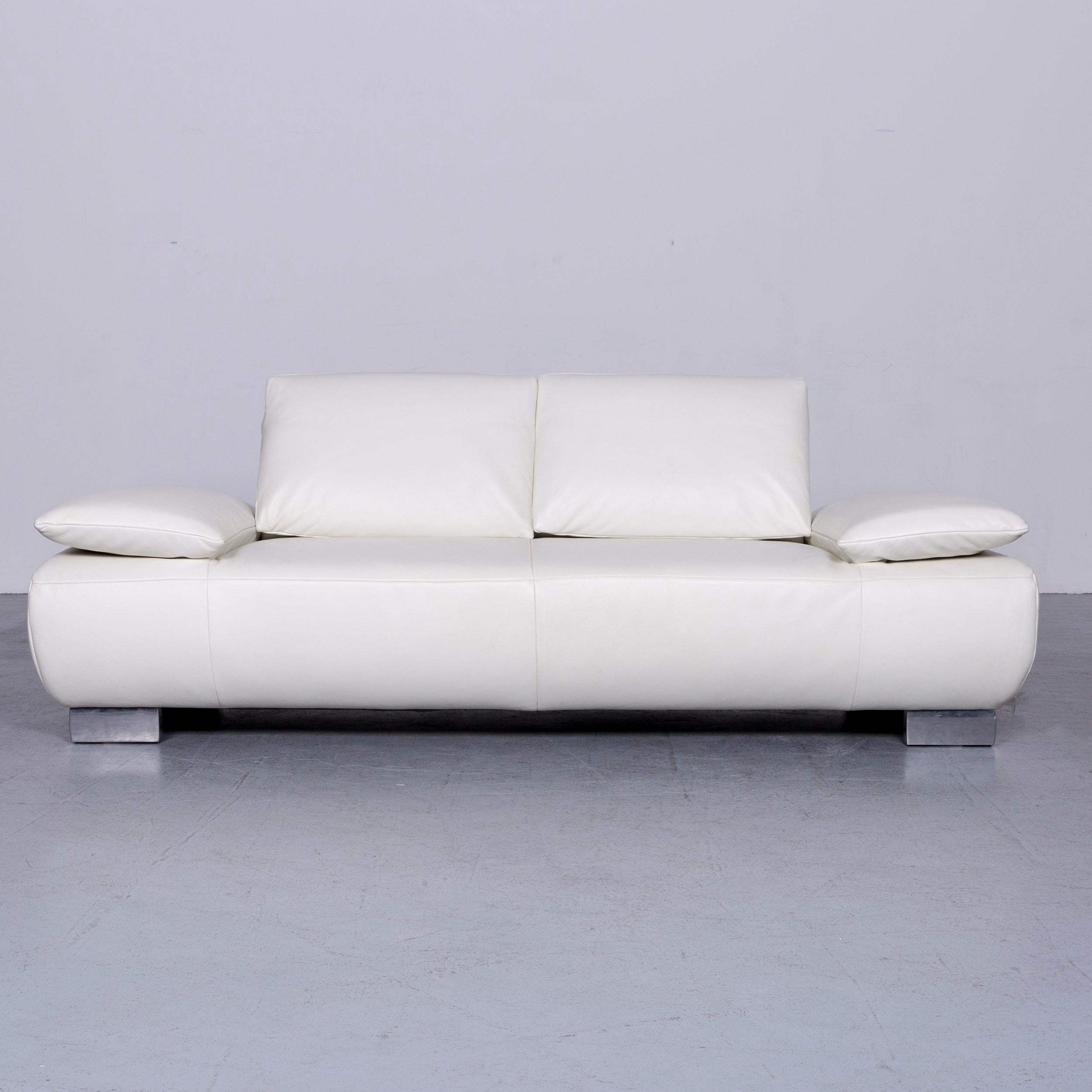 German Koinor Volare Designer Sofa Set White Three-Seat Leather Couch with Function