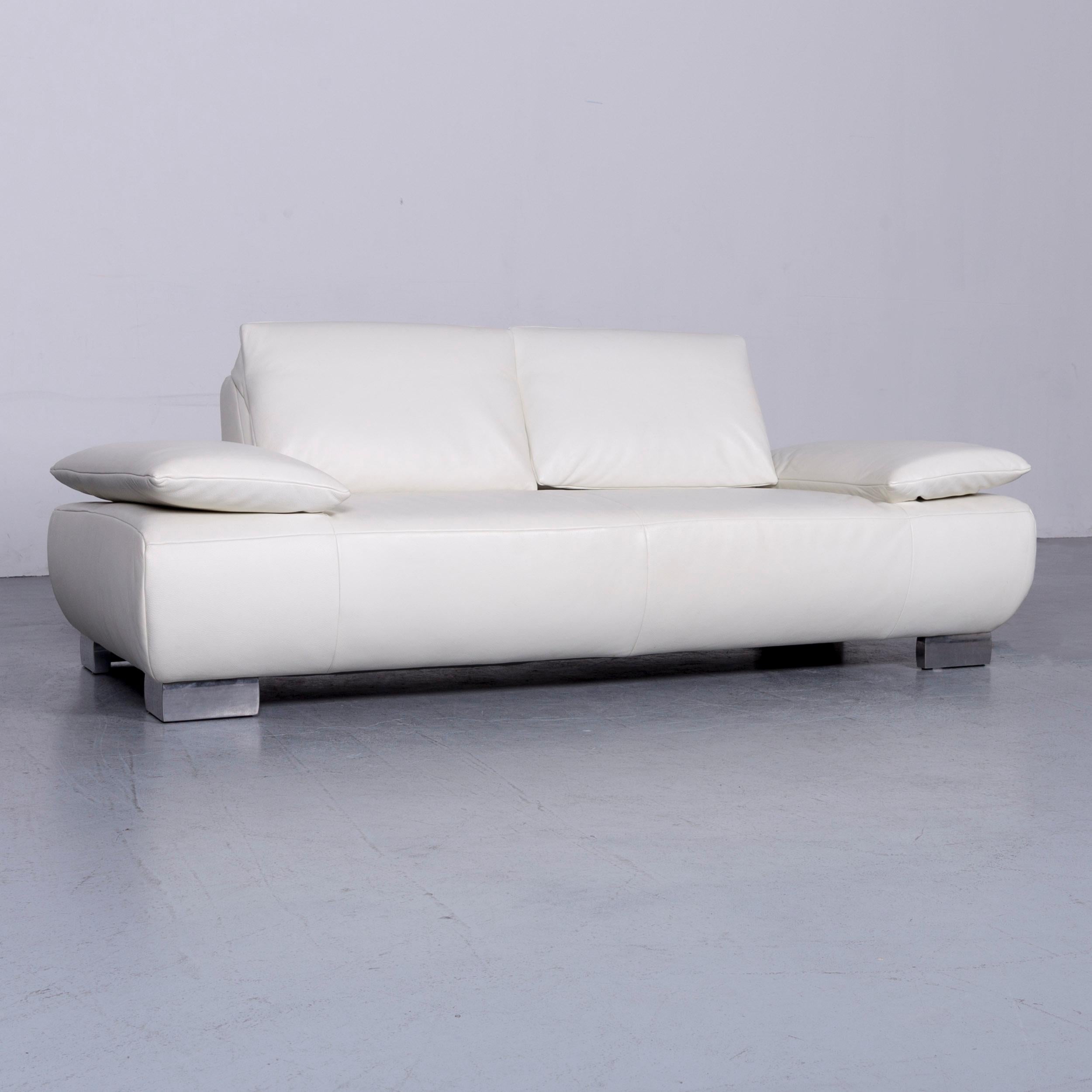 Contemporary Koinor Volare Designer Sofa Set White Three-Seat Leather Couch with Function
