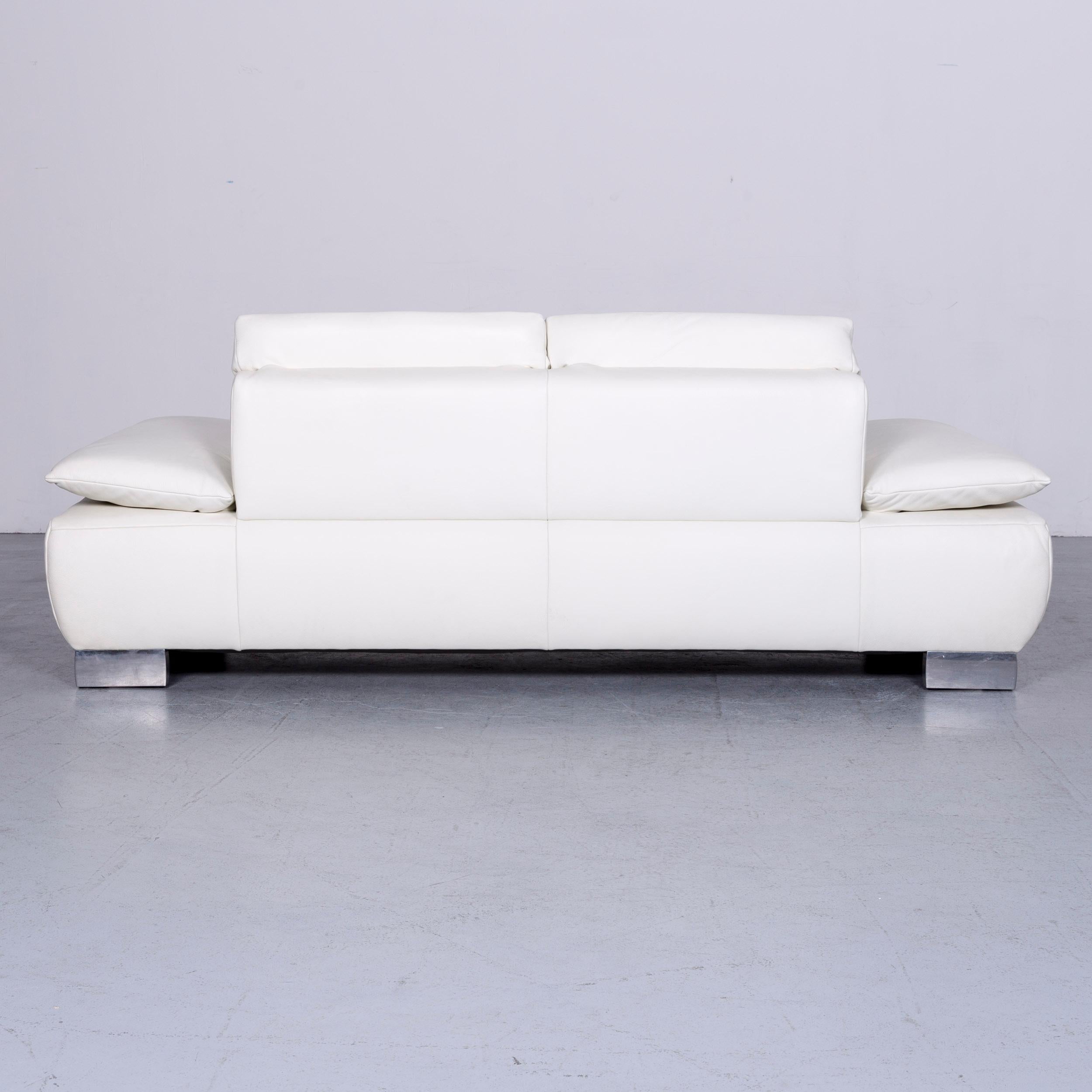 Koinor Volare Designer Sofa White Three-Seat Leather Couch with Function For Sale 6