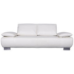 Koinor Volare Designer Sofa White Three-Seat Leather Couch with Function