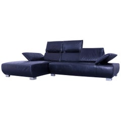 Koinor Volare Leather Corner-Sofa Black Couch