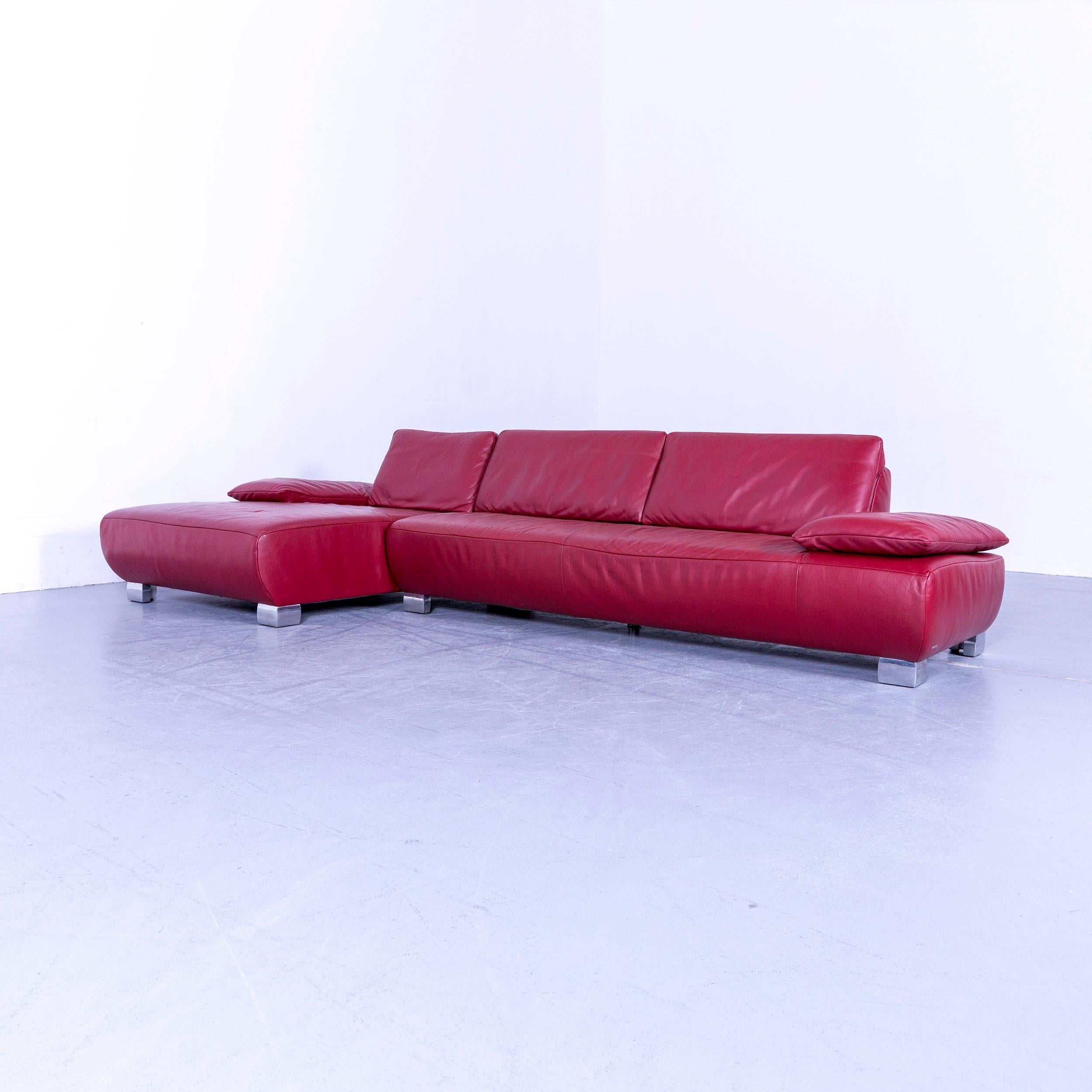 Koinor Volare Leather Corner Sofa Red Function In Good Condition In Cologne, DE