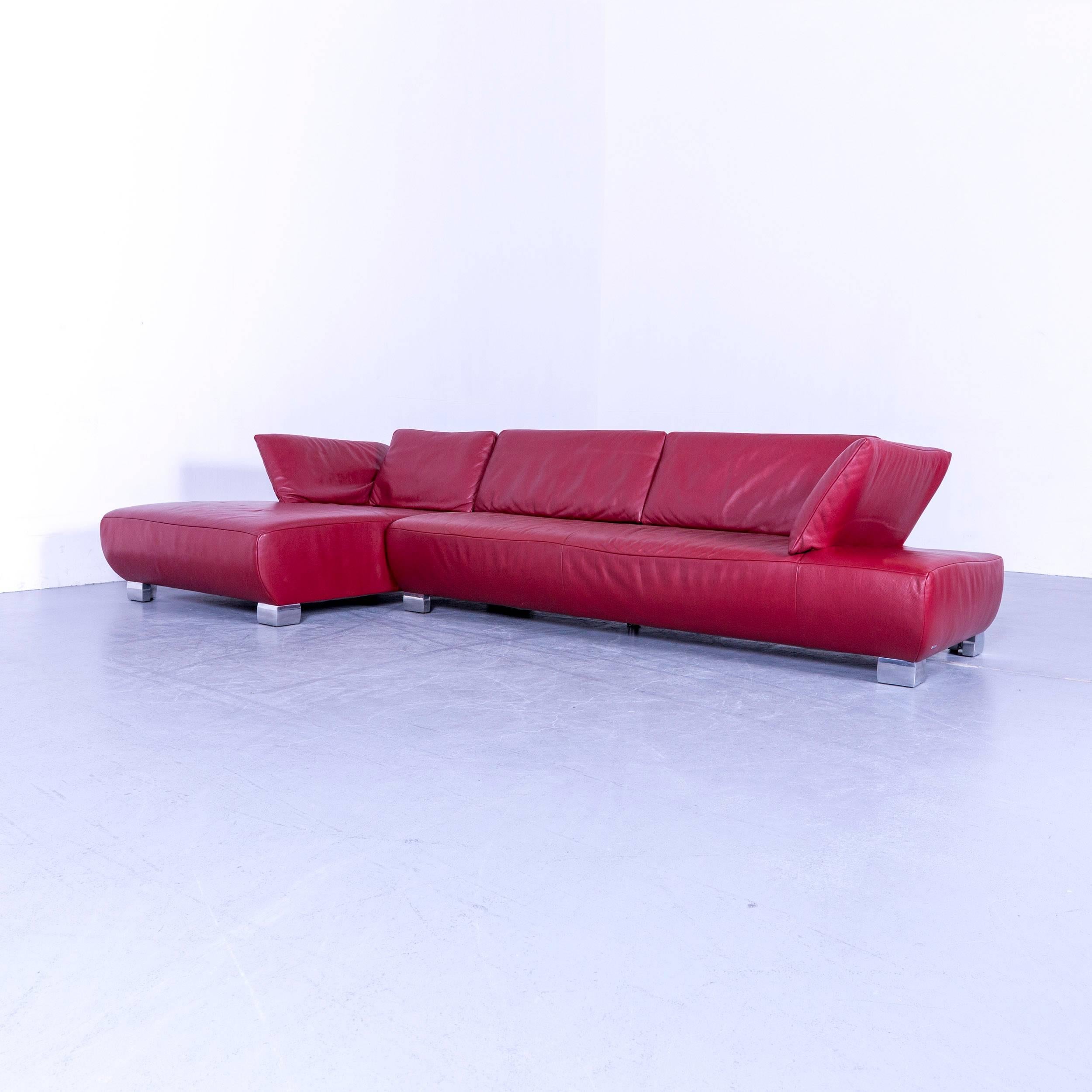 Contemporary Koinor Volare Leather Corner Sofa Red Function