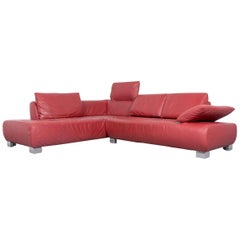 Koinor Volare Leather Designer Corner Sofa Red with Function