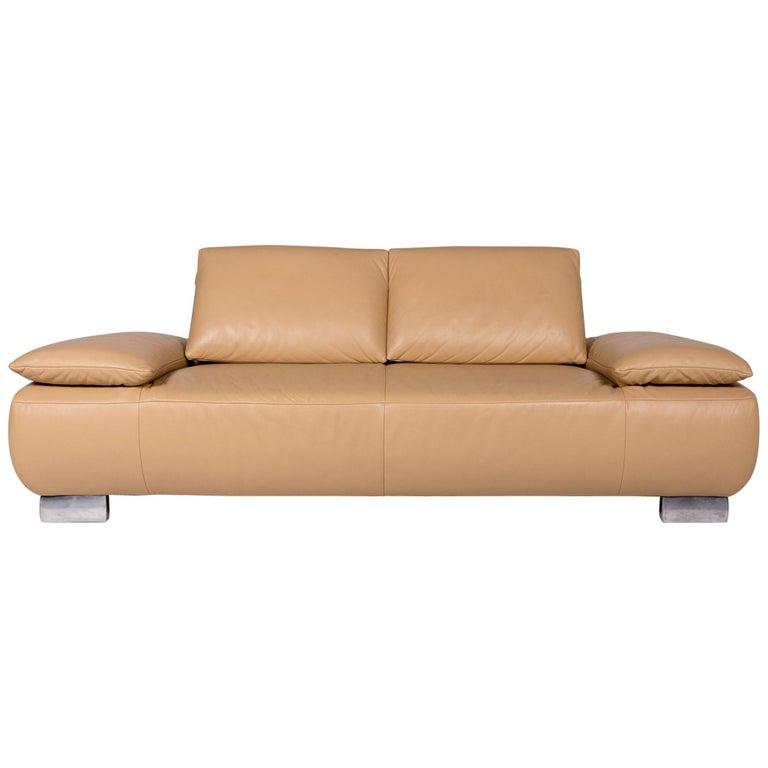 Koinor Volare Leather Sofa Beige TwoSeat Function Couch For Sale at