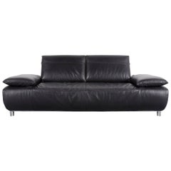 Koinor Volare Leather Sofa Black Three-Seat Couch
