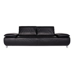 Koinor Volare Leather Sofa Black Three-Seat Function Couch