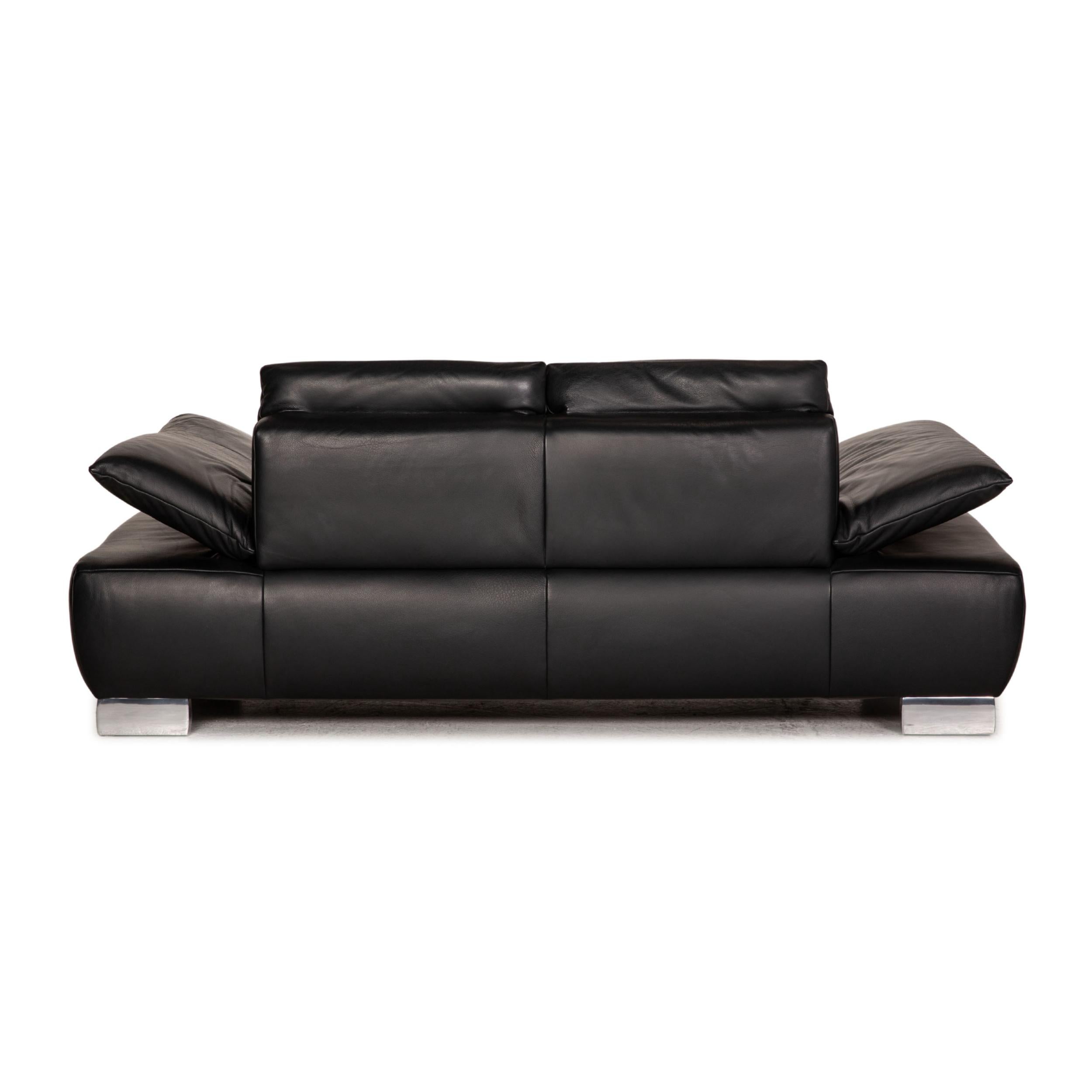 Koinor Volare Leather Sofa Black Two Seater Couch Function For Sale 1