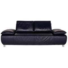 Koinor Volare Leather Sofa Blue Dark Blue Three-Seat Function Couch