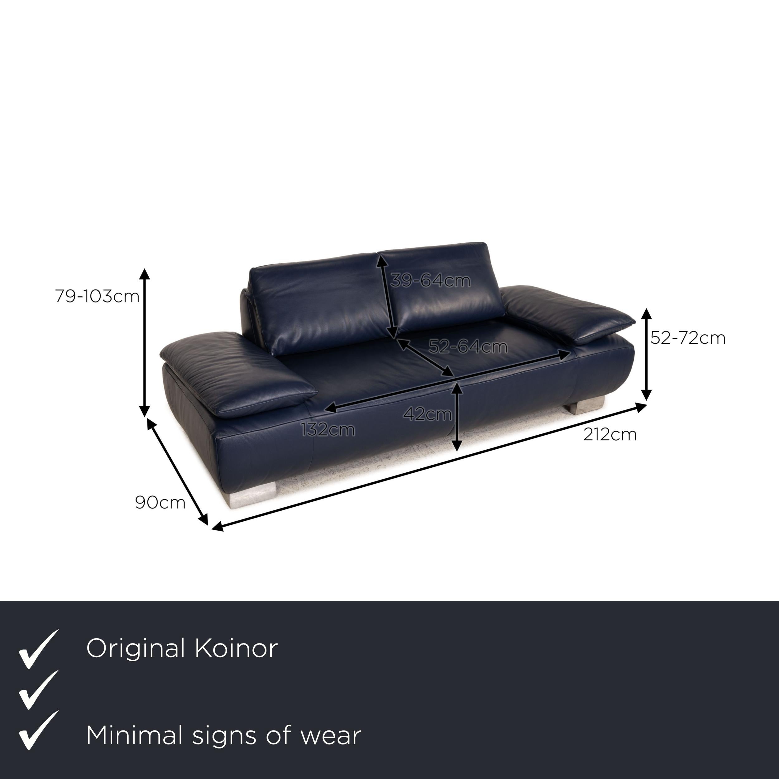 We present to you a Koinor Volare leather sofa blue two seater couch function.

Product measurements in centimeters:

Depth: 90
Width: 212
Height: 79
Seat height: 42
Rest height: 52
Seat depth: 52
Seat width: 132
Back height: 39.

    