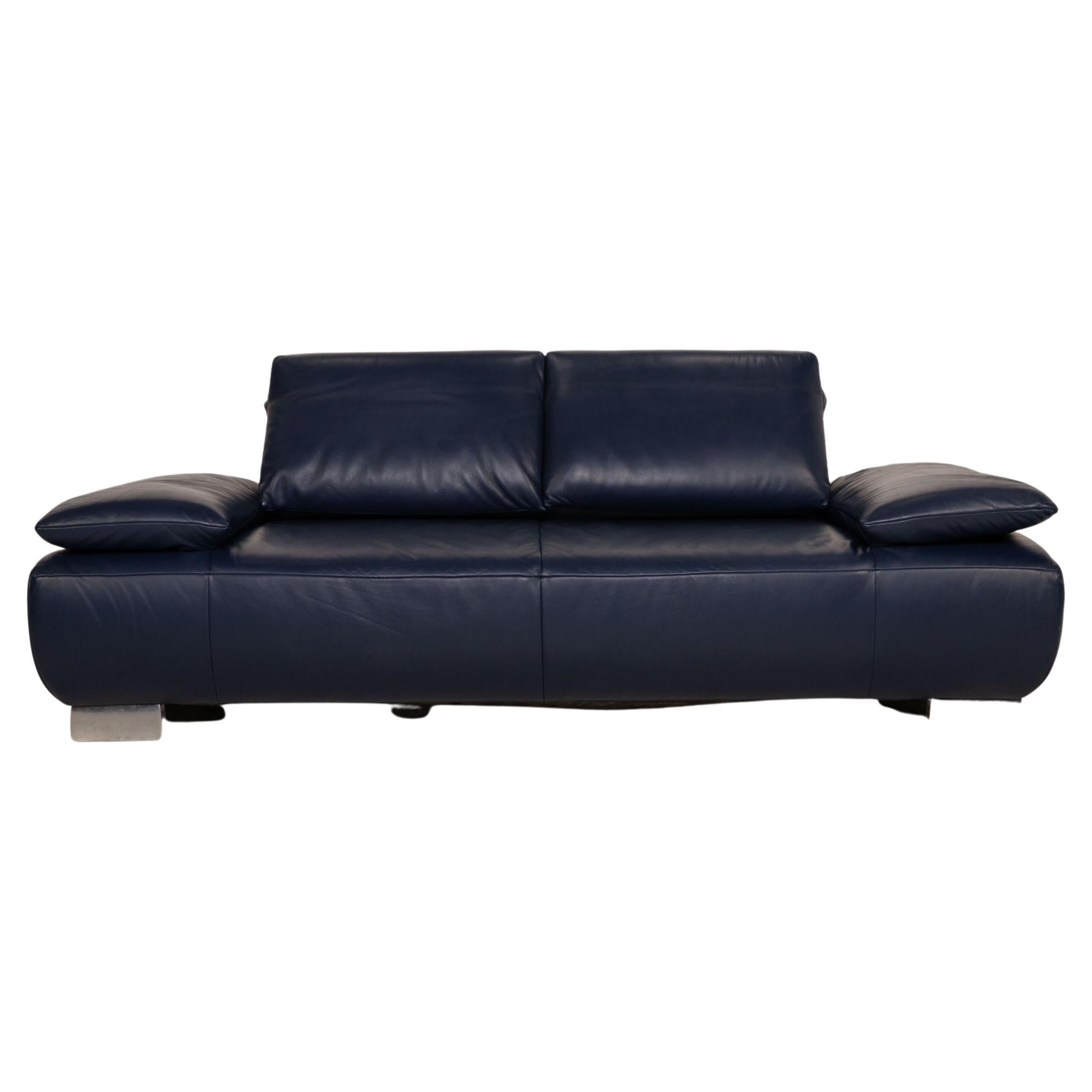 Koinor Volare Leather Sofa Blue Two Seater Couch Function For Sale