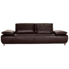 Koinor Volare Leather Sofa Brown Dark Brown Three-Seat Function Couch