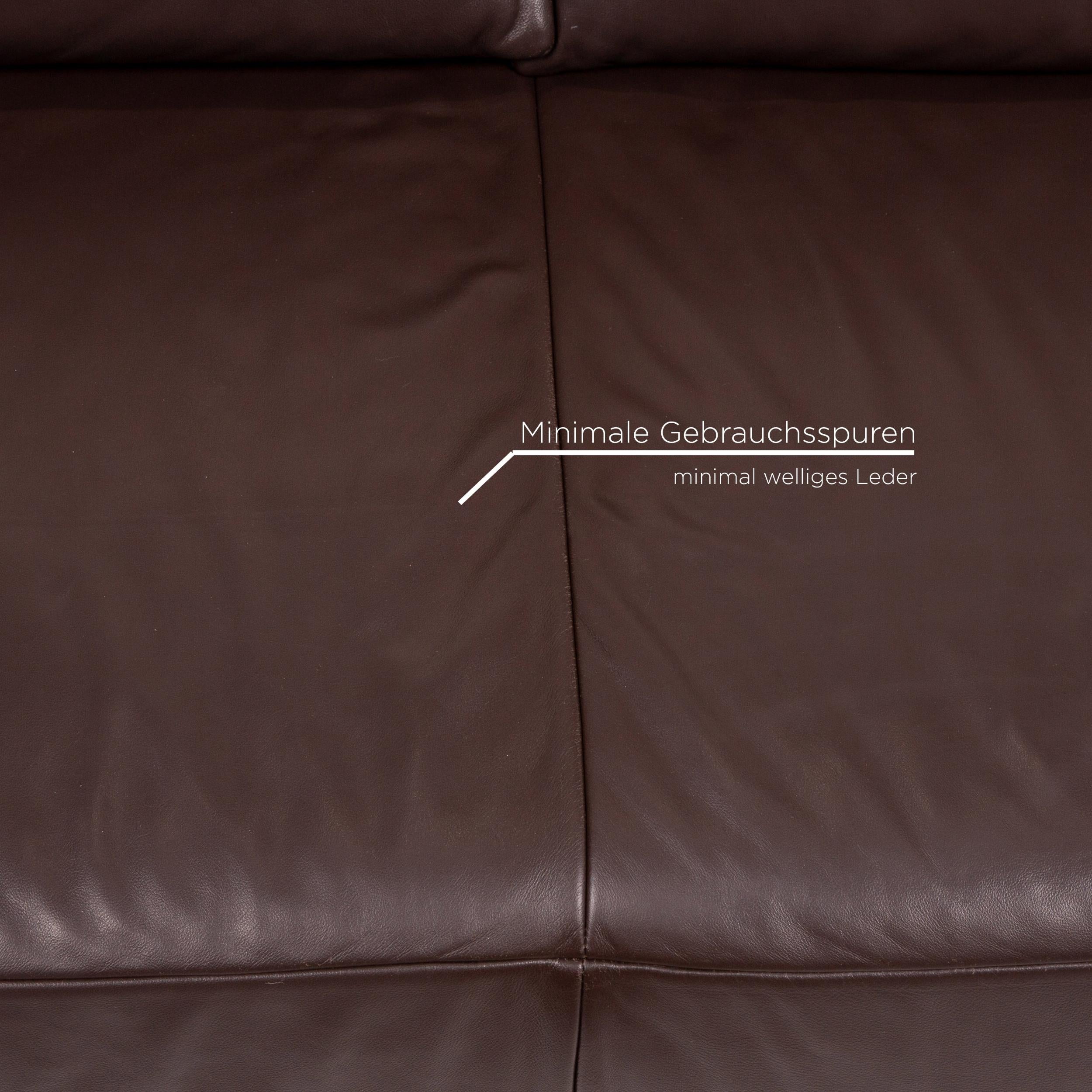 Koinor Volare Leather Sofa Brown Dark Brown Three-Seat Function Couch In Good Condition For Sale In Cologne, DE