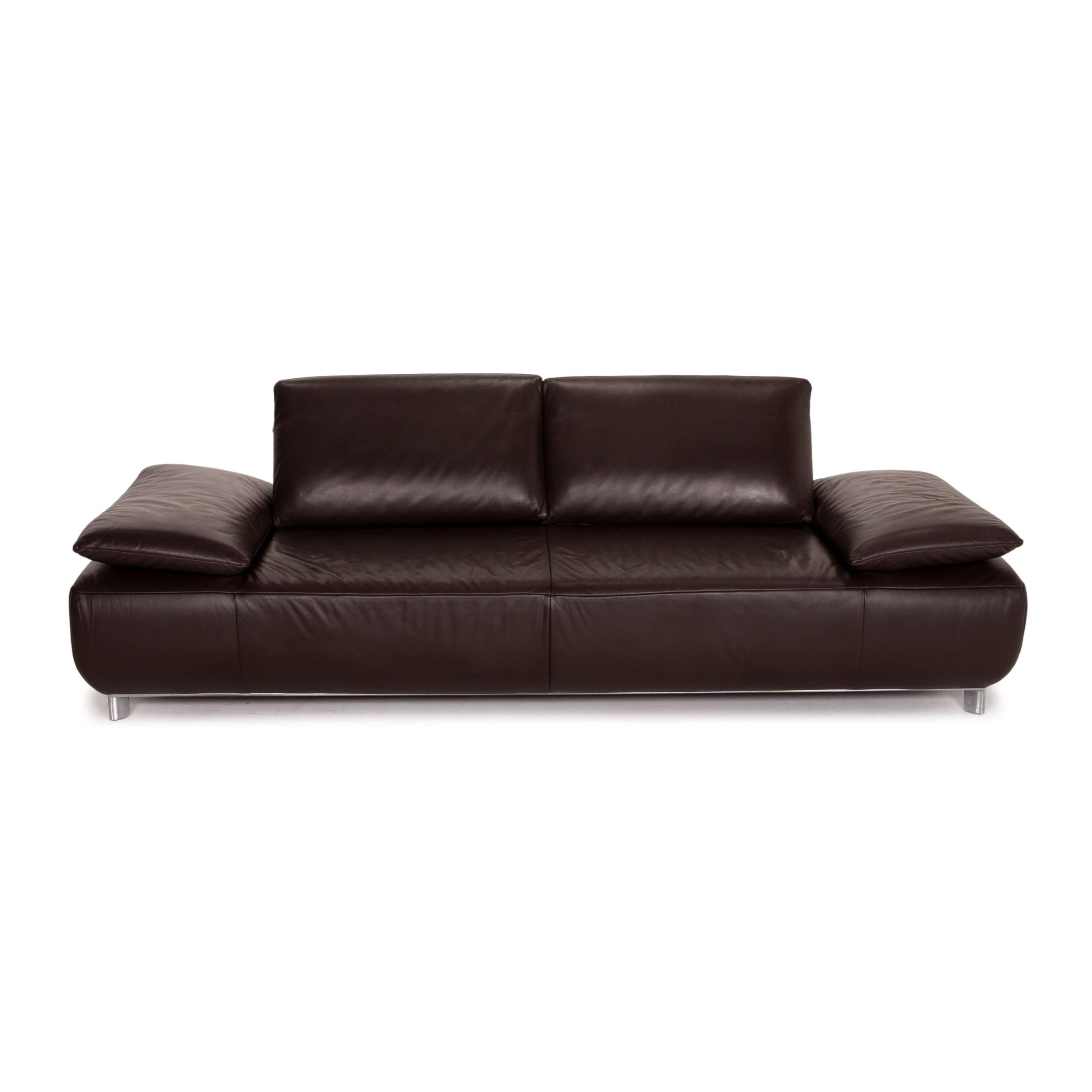 Koinor Volare Leather Sofa Brown Dark Brown Three-Seat Function Couch For Sale 2