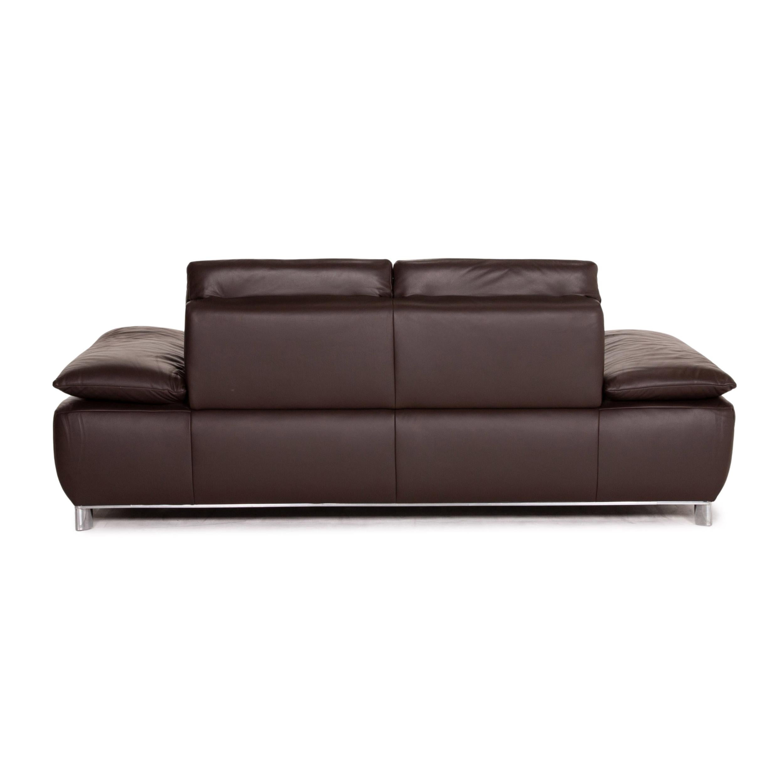 Koinor Volare Leather Sofa Brown Dark Brown Two-Seat Function Couch For Sale 5