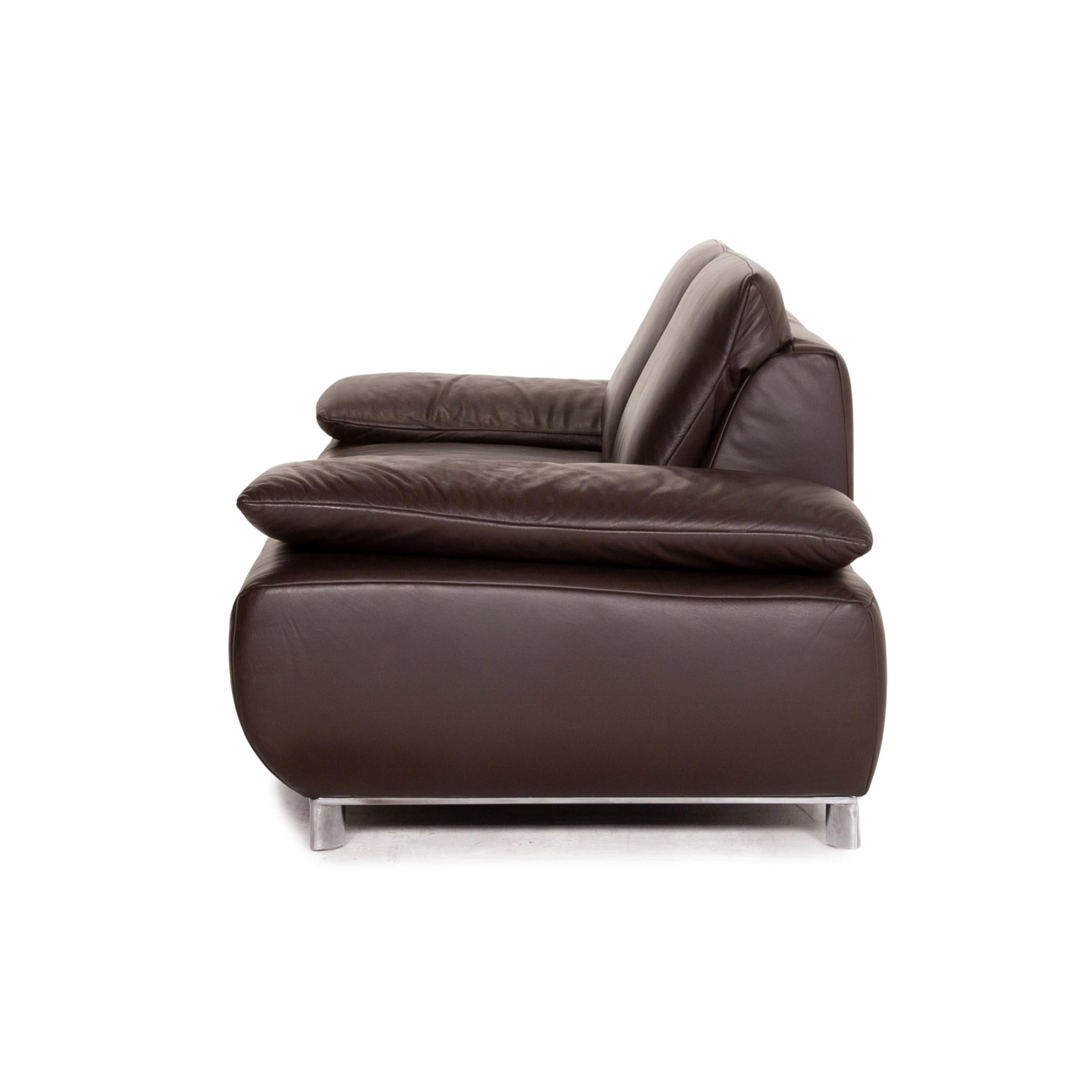 Koinor Volare Leather Sofa Brown Dark Brown Two-Seat Function Couch For Sale 6