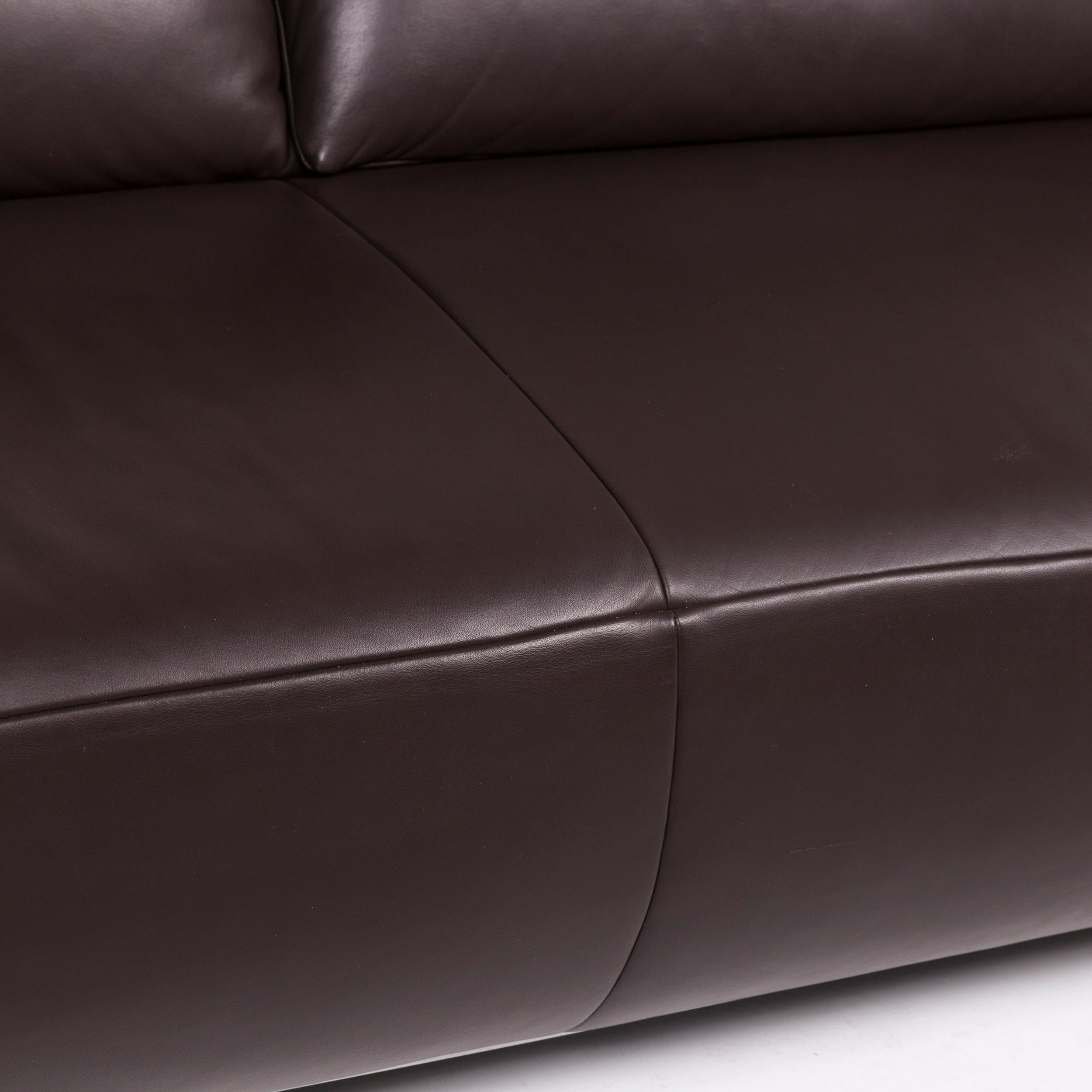 Modern Koinor Volare Leather Sofa Brown Dark Brown Two-Seat Function Couch