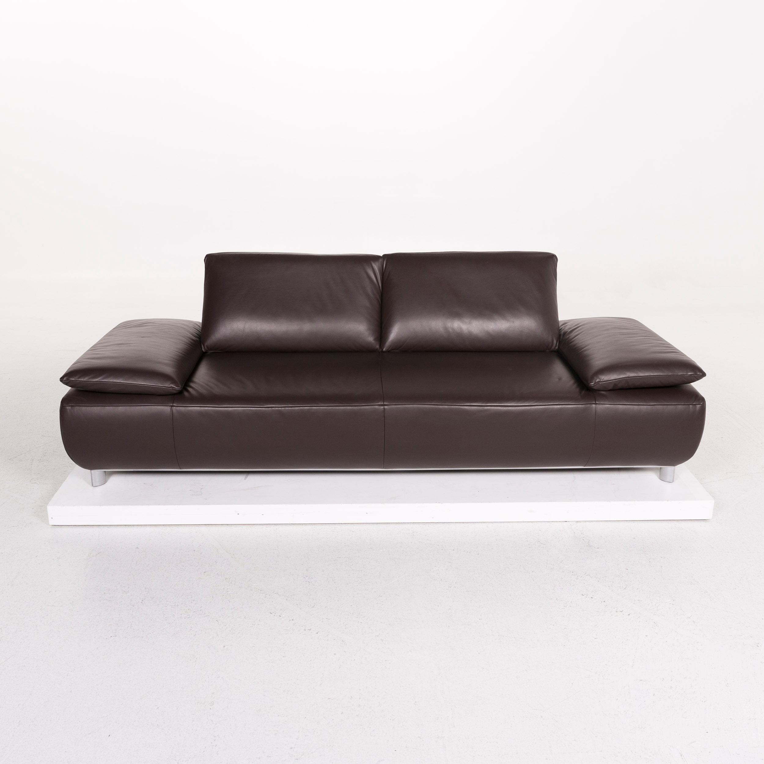 Contemporary Koinor Volare Leather Sofa Brown Dark Brown Two-Seat Function Couch