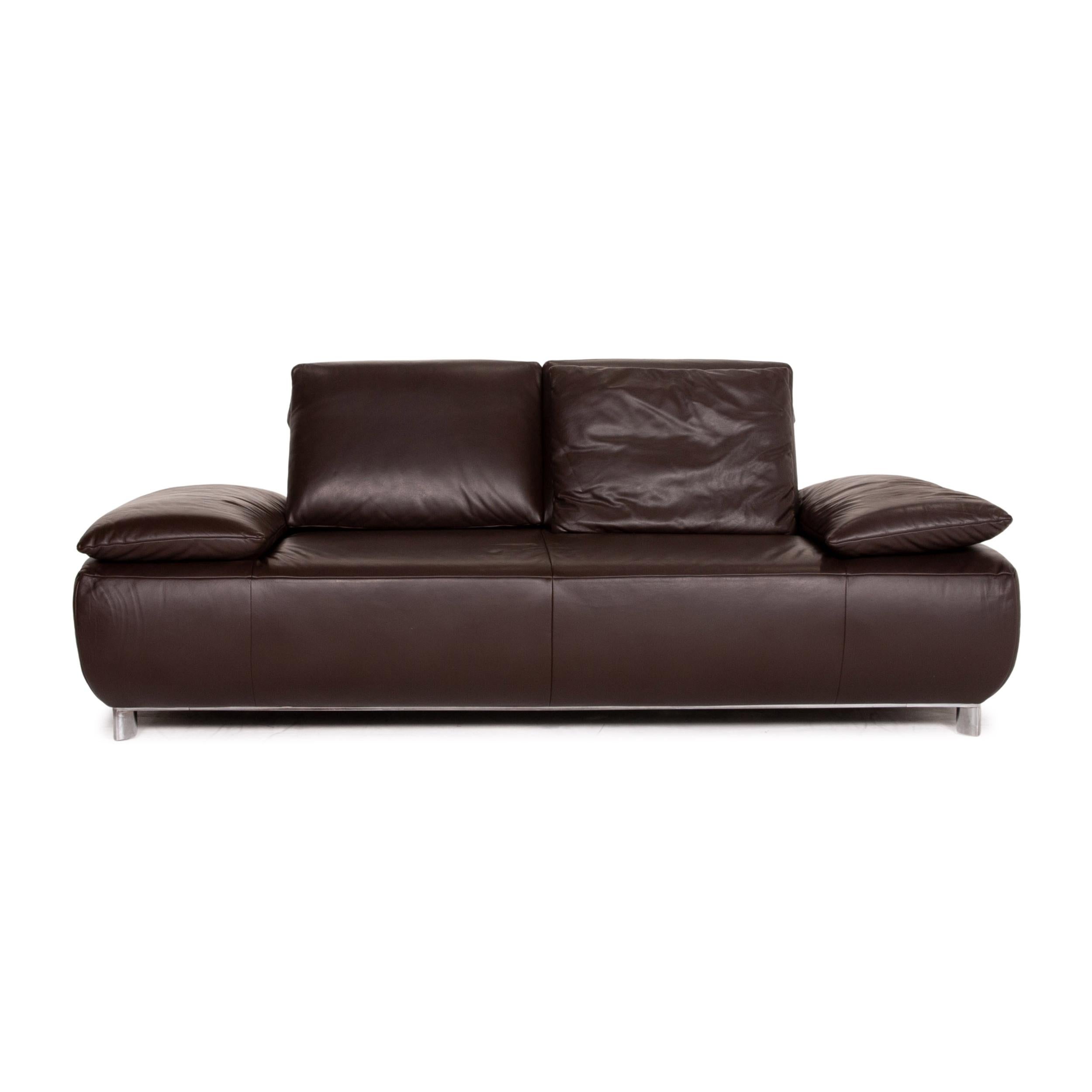 Koinor Volare Leather Sofa Brown Dark Brown Two-Seat Function Couch For Sale 1