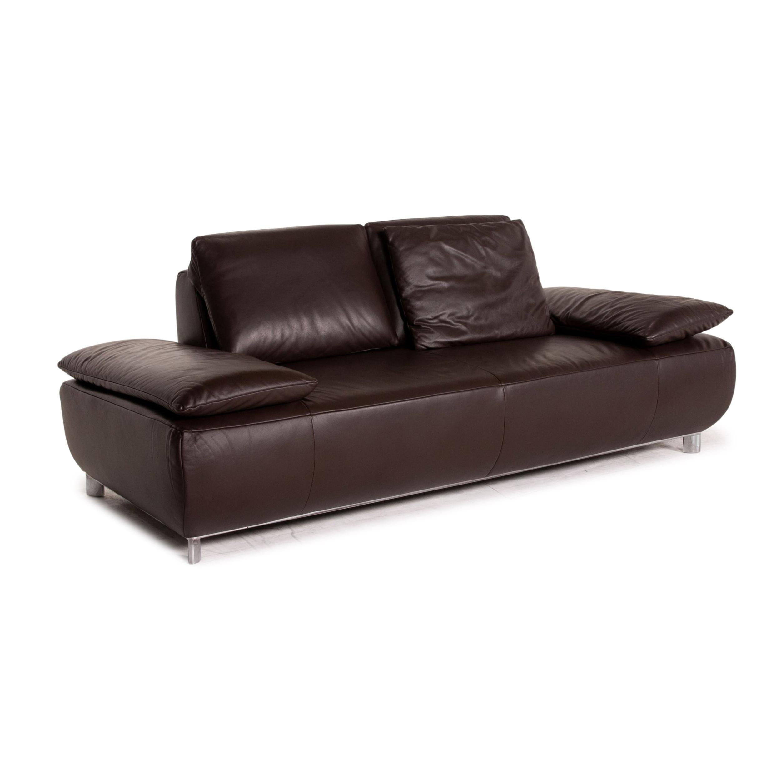 Koinor Volare Leather Sofa Brown Dark Brown Two-Seat Function Couch For Sale 2