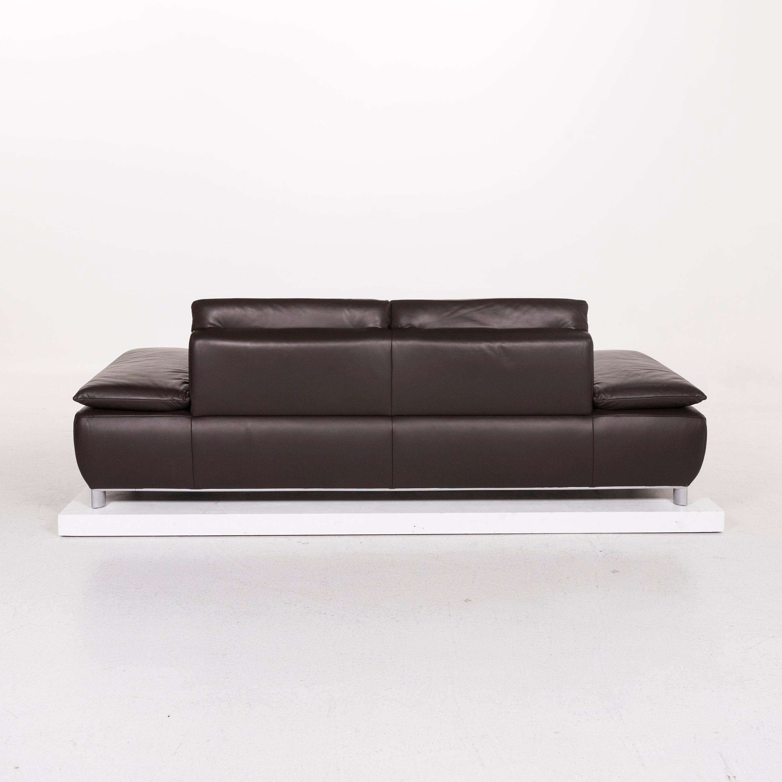 Koinor Volare Leather Sofa Brown Dark Brown Two-Seat Function Couch 2