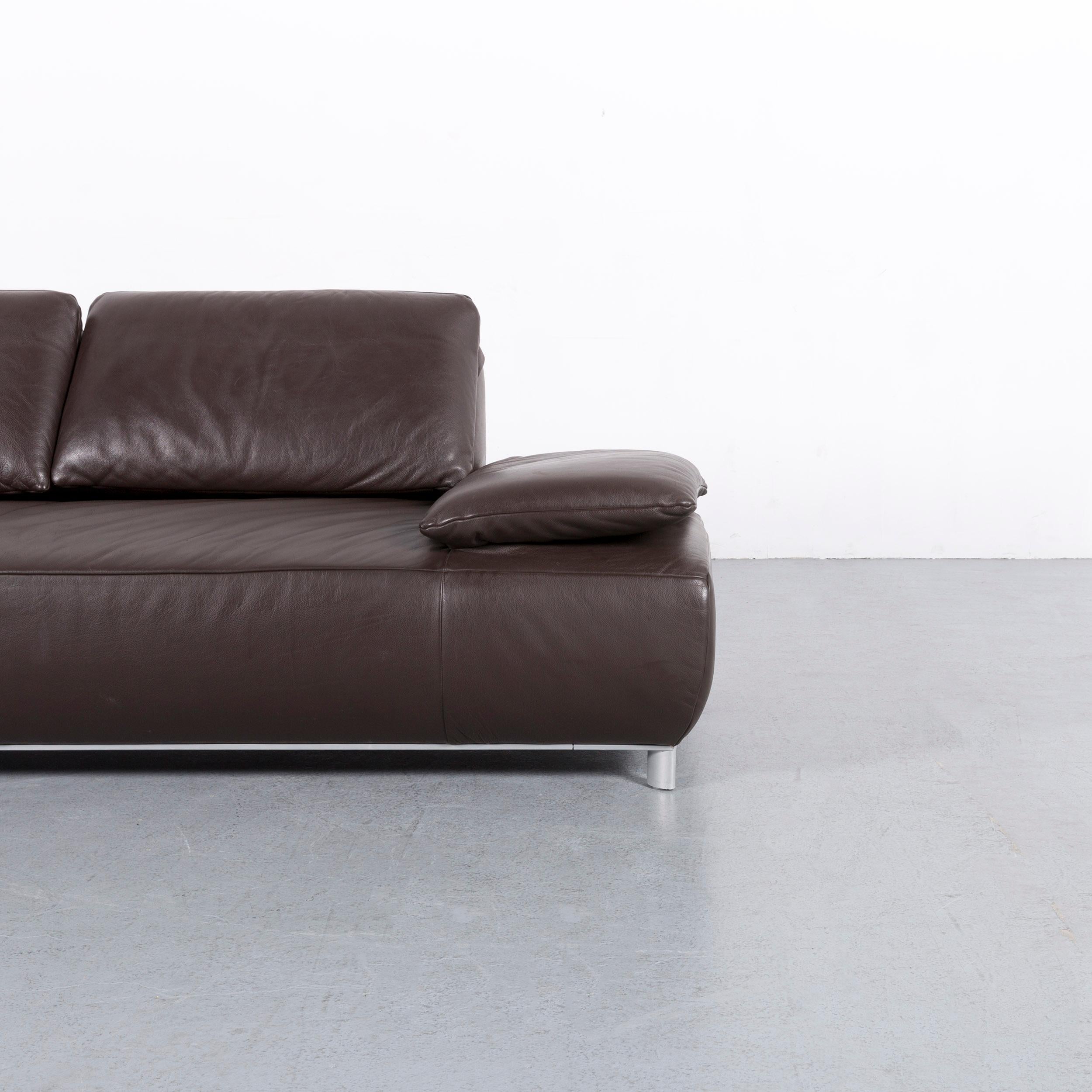 German Koinor Volare Leather Sofa Brown Three-Seat Couch