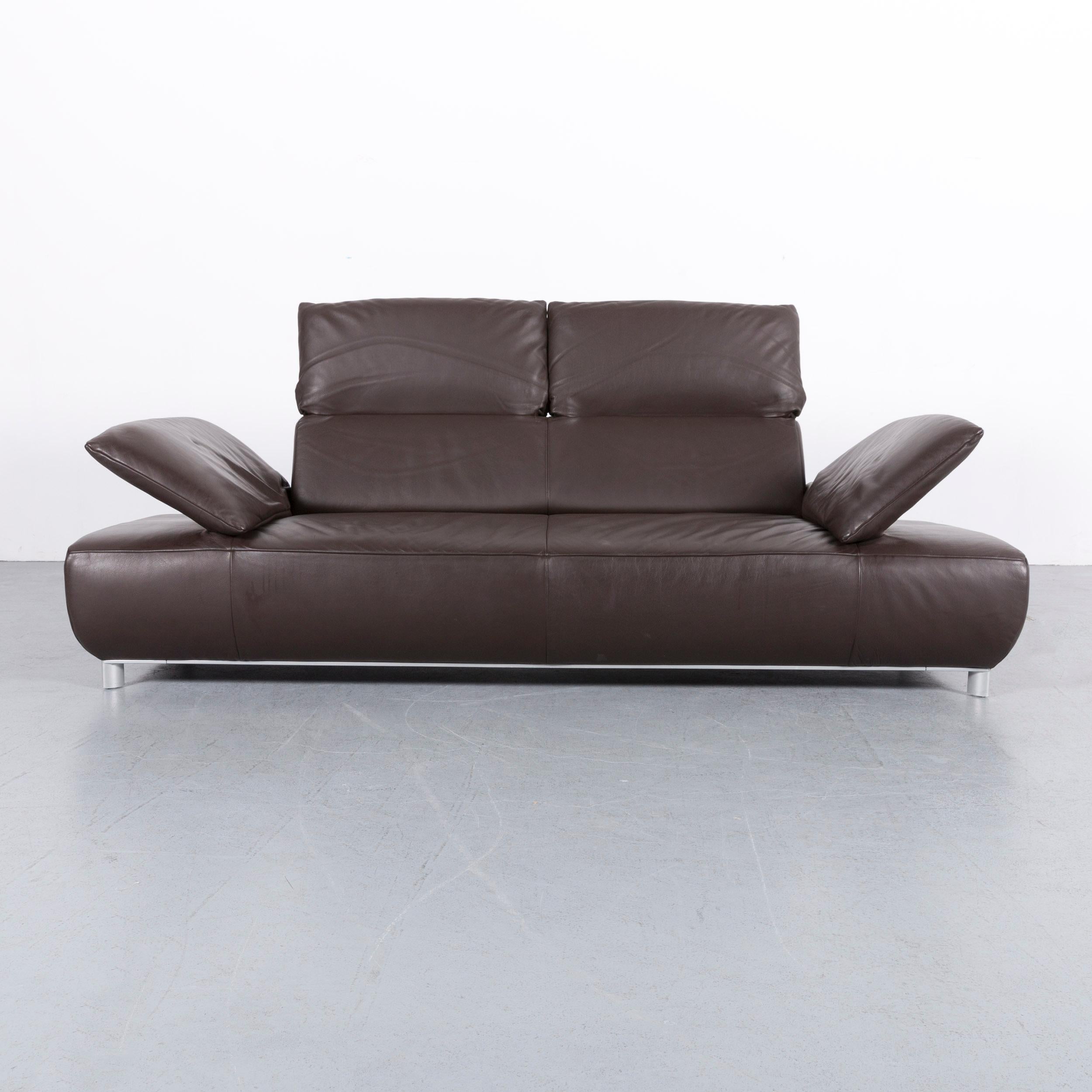 Koinor Volare Leather Sofa Brown Three-Seat Couch In Good Condition In Cologne, DE