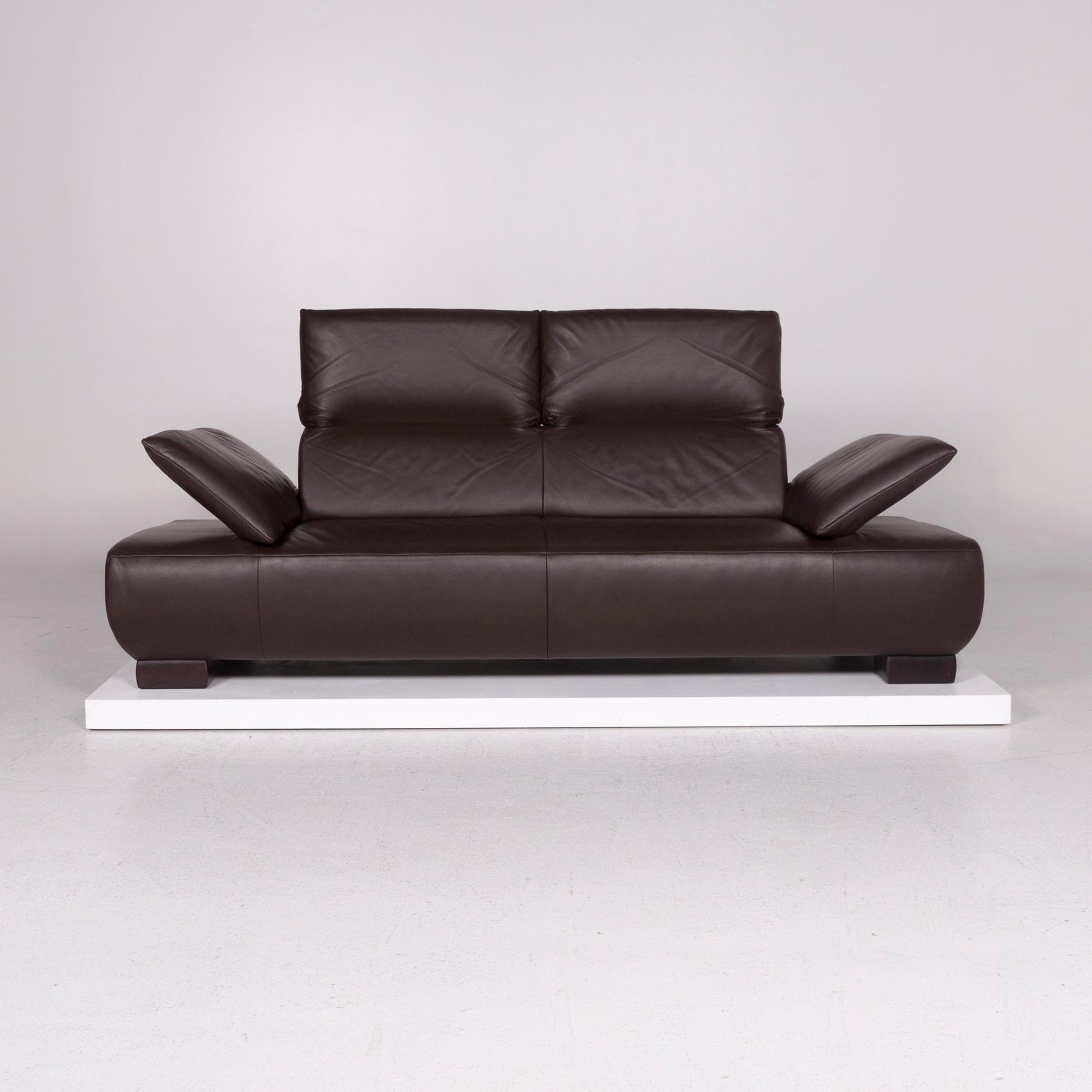 Modern Koinor Volare Leather Sofa Brown Three-Seat Function Couch
