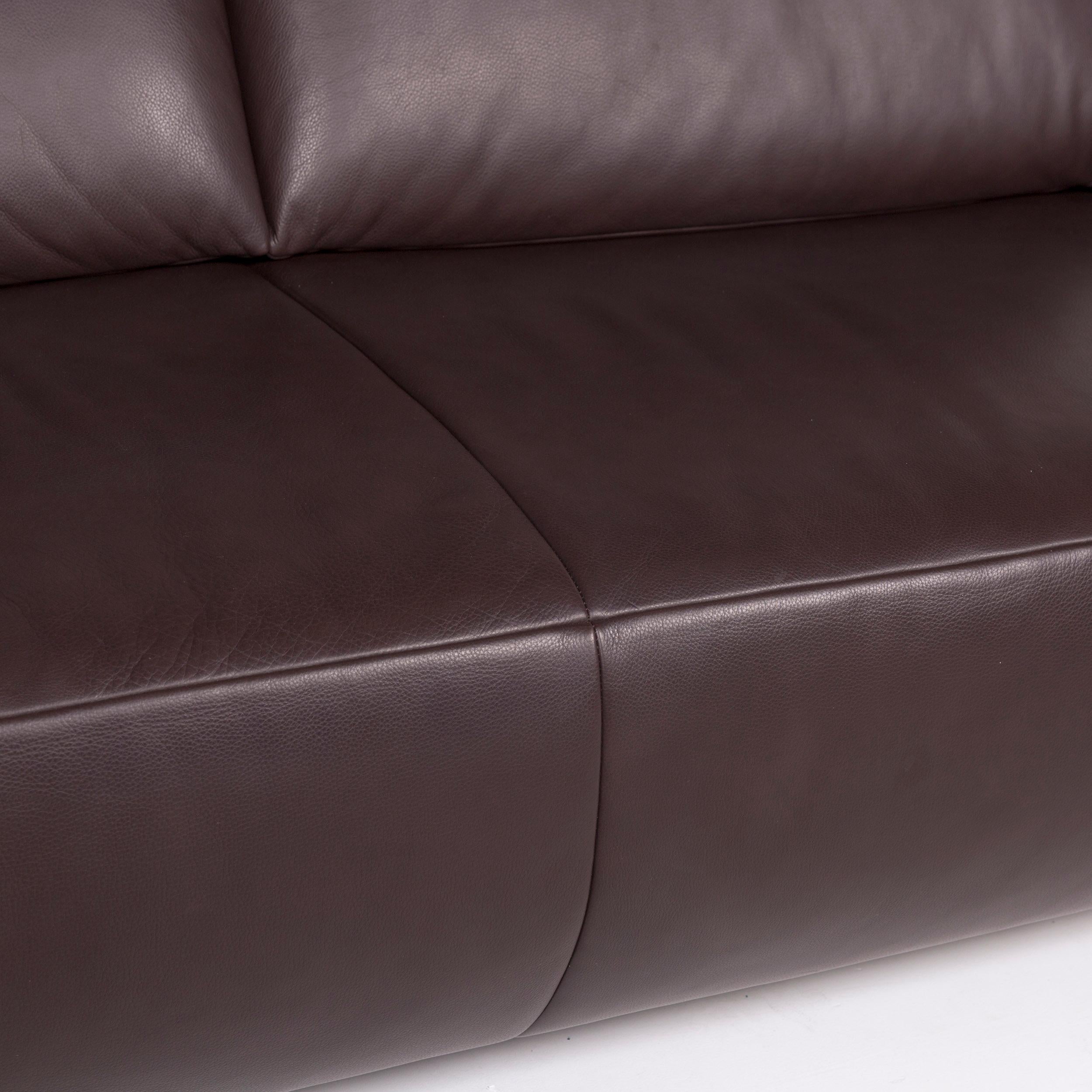 German Koinor Volare Leather Sofa Brown Three-Seat Function Couch