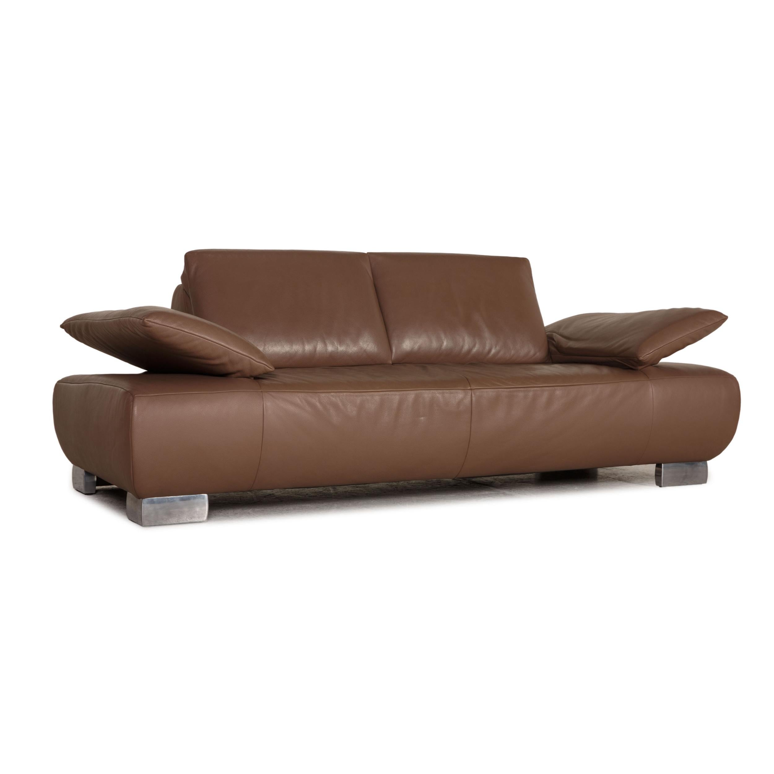 Contemporary Koinor Volare Leather Sofa Brown Two Seater Couch For Sale