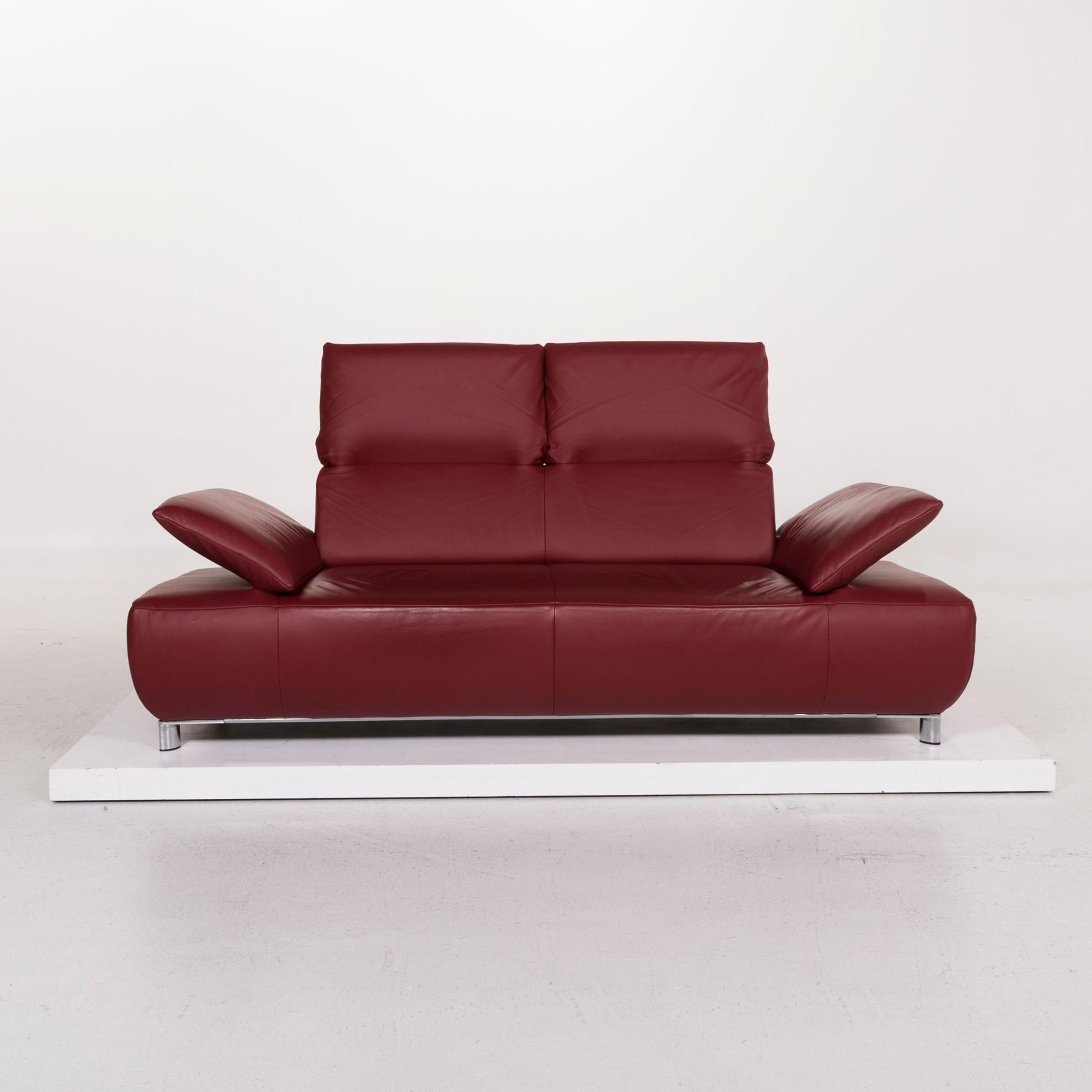 We bring to you a Koinor Volare leather sofa red two-seat function couch.

 

 Product measurements in centimeters:
 

Depth 90
Width 213
Height 72
Seat-height 42
Rest-height 52
Seat-depth 54
Seat-width 133
Back-height 38.