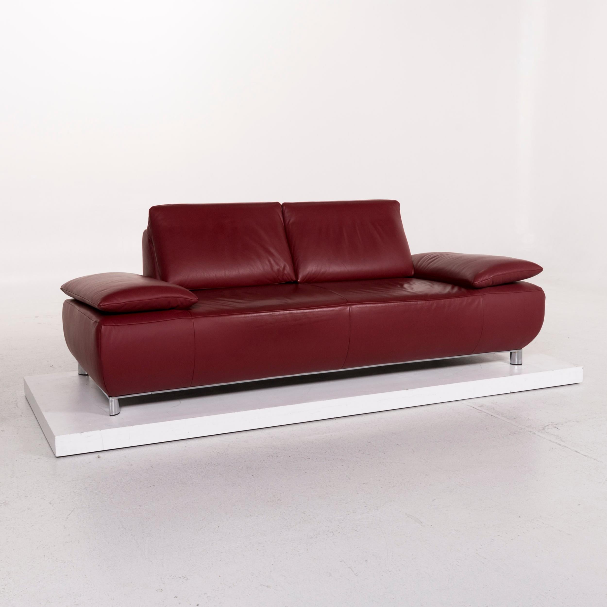 Contemporary Koinor Volare Leather Sofa Red Two-Seat Function Couch