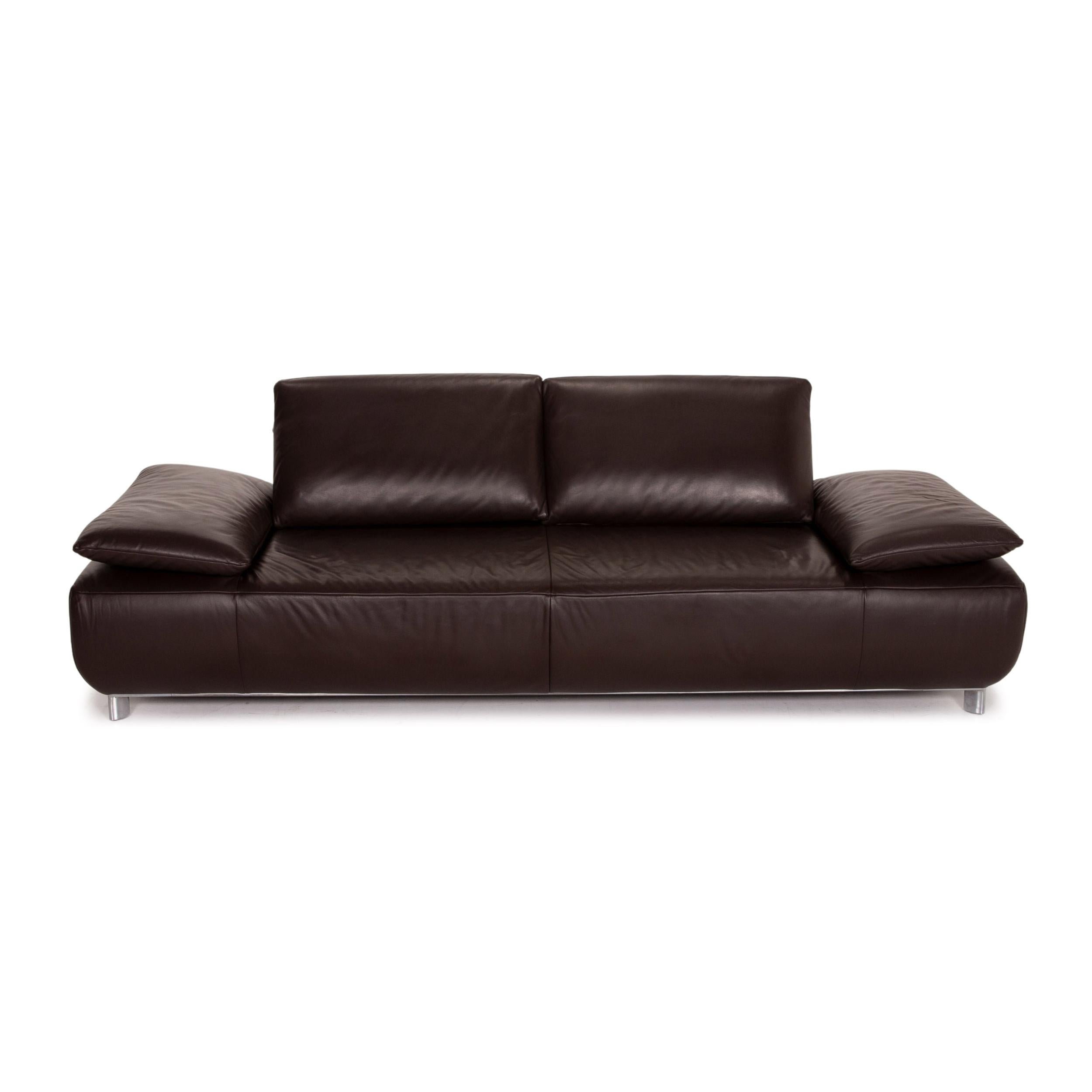 Koinor Volare Leather Sofa Set Brown Dark Brown 1 Three-Seat 1 Two-Seat For Sale 5