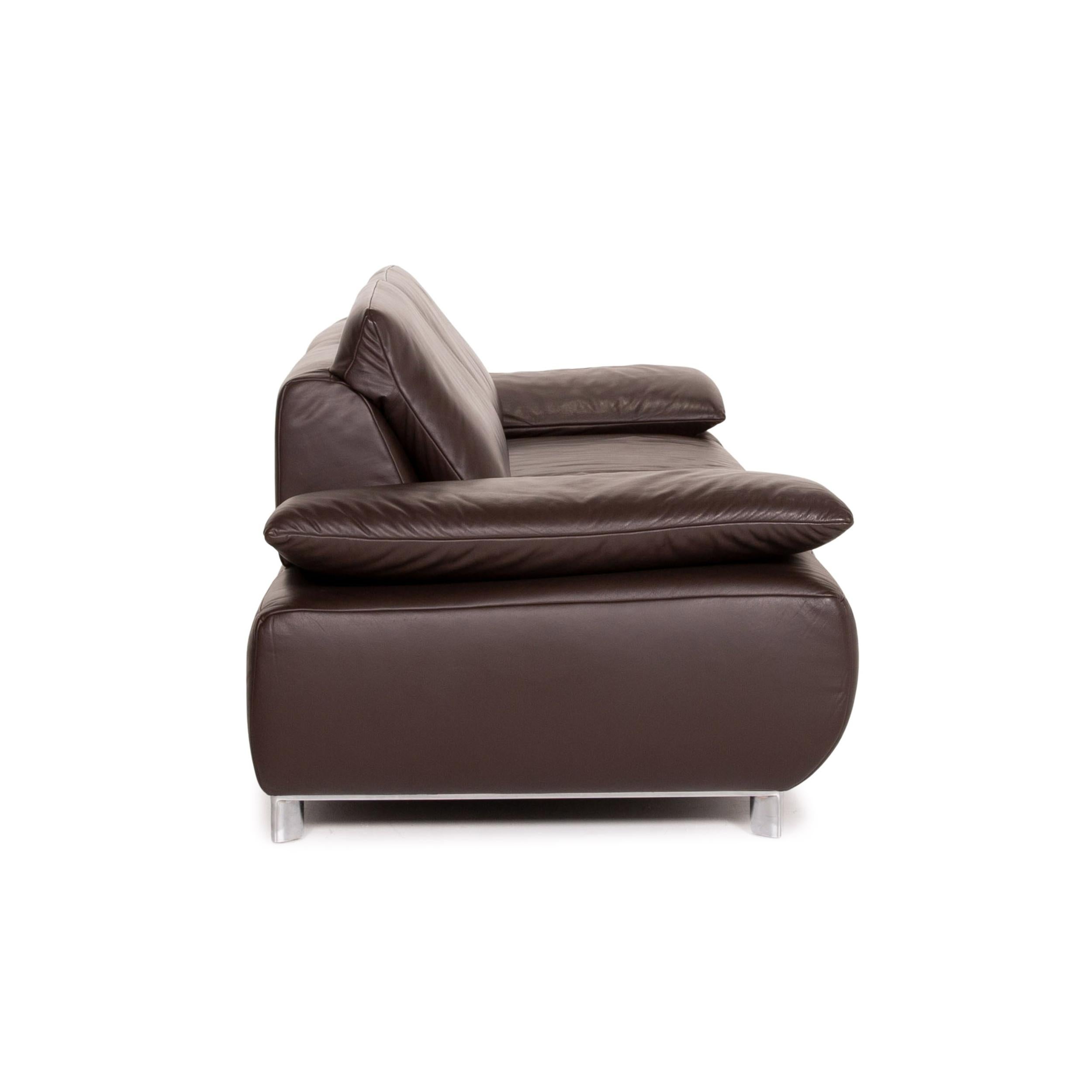 Koinor Volare Leather Sofa Set Brown Dark Brown 1 Three-Seat 1 Two-Seat For Sale 6