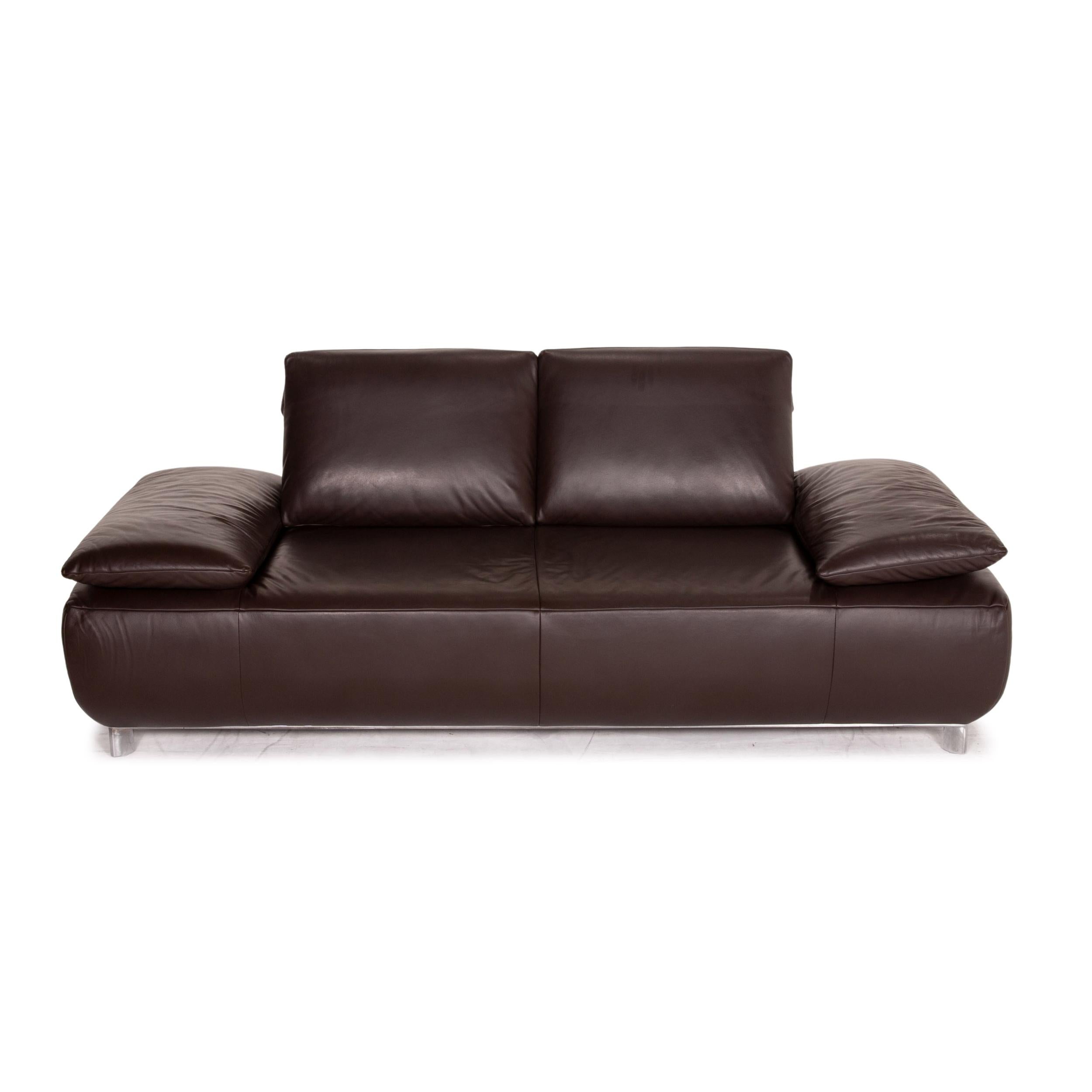 Koinor Volare Leather Sofa Set Brown Dark Brown 1 Three-Seat 1 Two-Seat For Sale 7