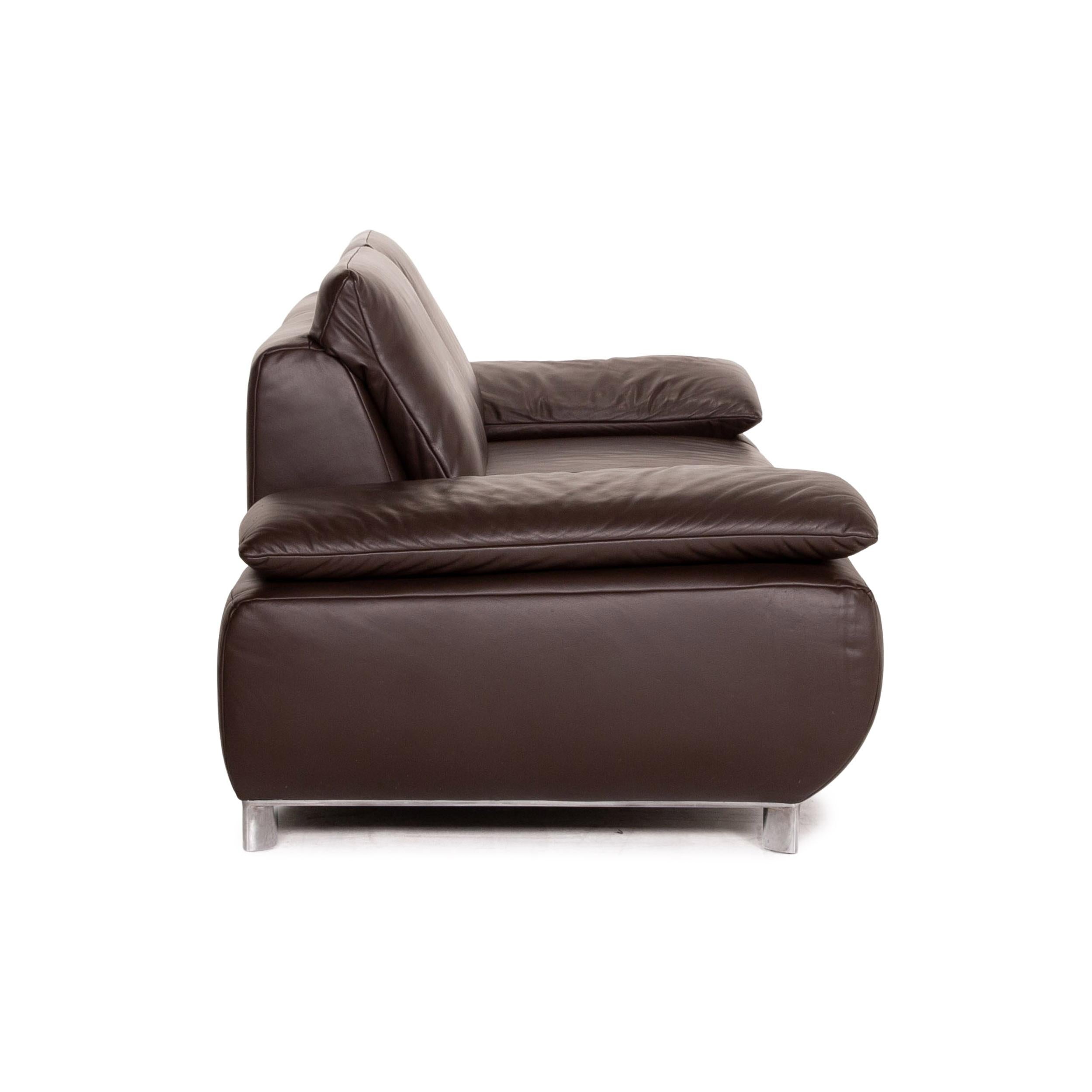 Koinor Volare Leather Sofa Set Brown Dark Brown 1 Three-Seat 1 Two-Seat For Sale 9